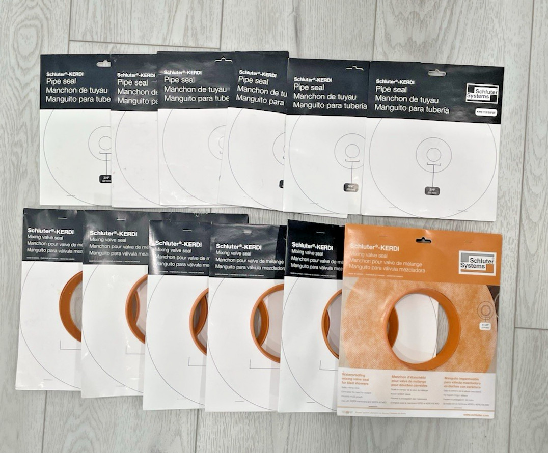 bundle Schluter KERDI valve Seal 3/4” and Mixing pipe Seal 4-1/2″ 6 pair12count