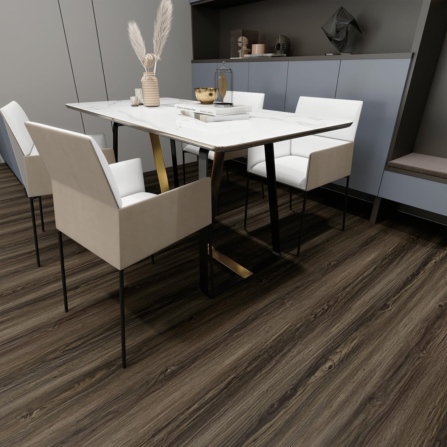 Versatile Wood Grain Peel & Stick Flooring – Durable 11.8” x 9.83 Feet Roll