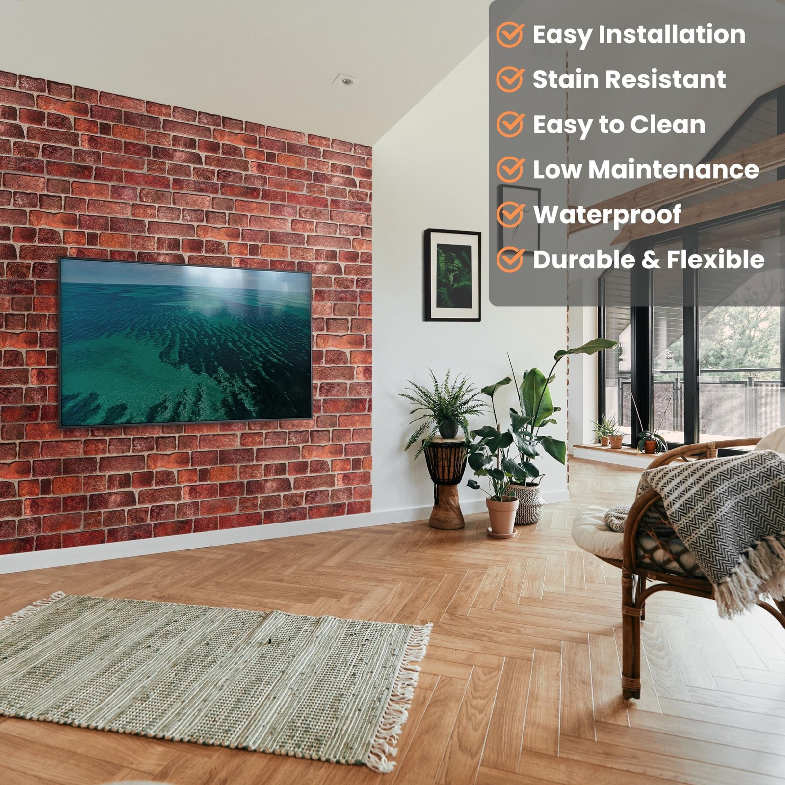 3D Faux Brick Wall Panels – 10 Sheets, 4.6 sqm – Decorative PVC Cladding