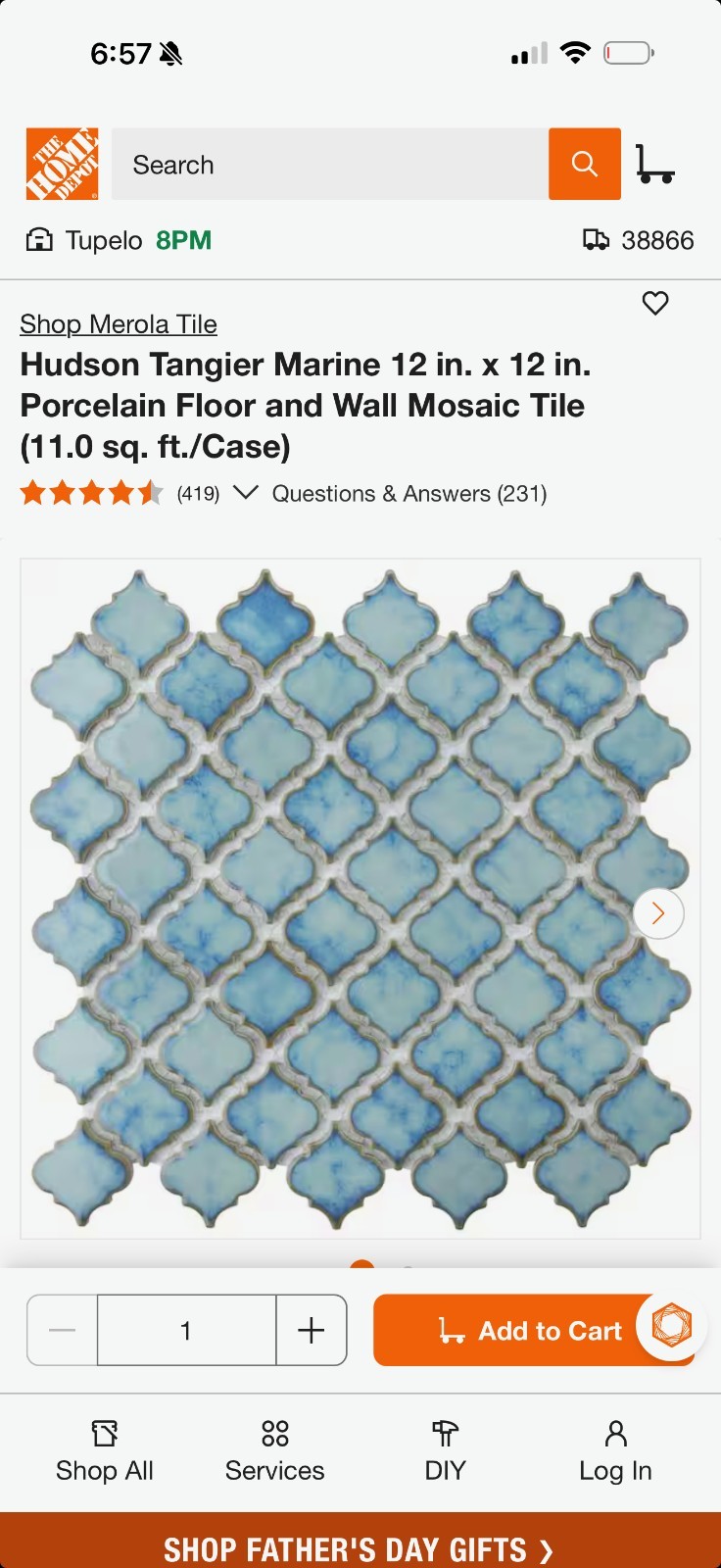 Coral Blue Mosaic Tile By Lantern Series