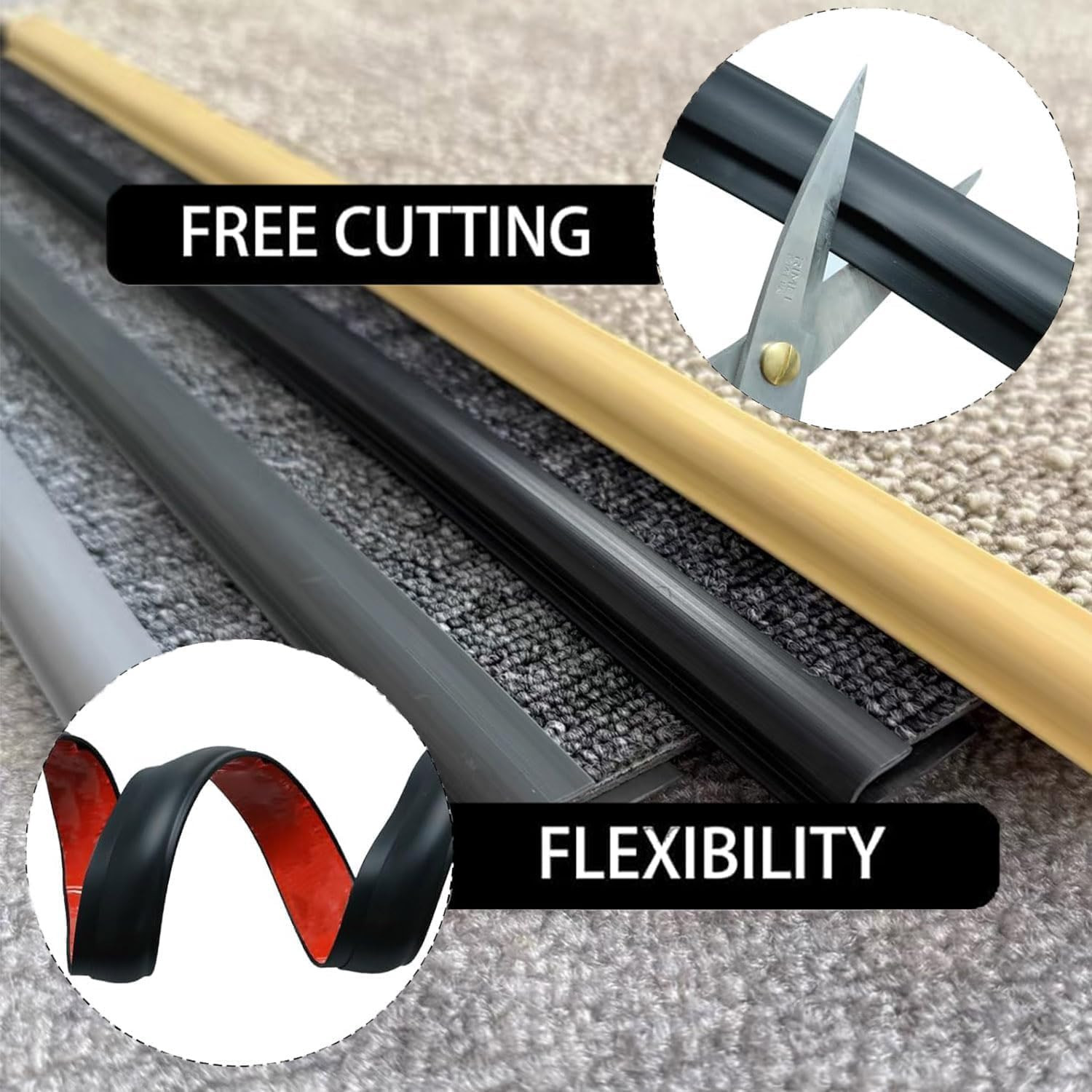 Carpet to Tile Transition Strip, Carpet Edge Trim, Gray 20Ft | Self Adhesive