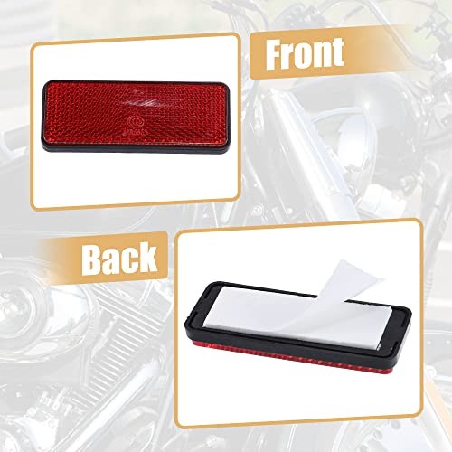 4 Pcs 87.5x34mm Plastic Universal Rectangular Reflective Warning Reflector Red