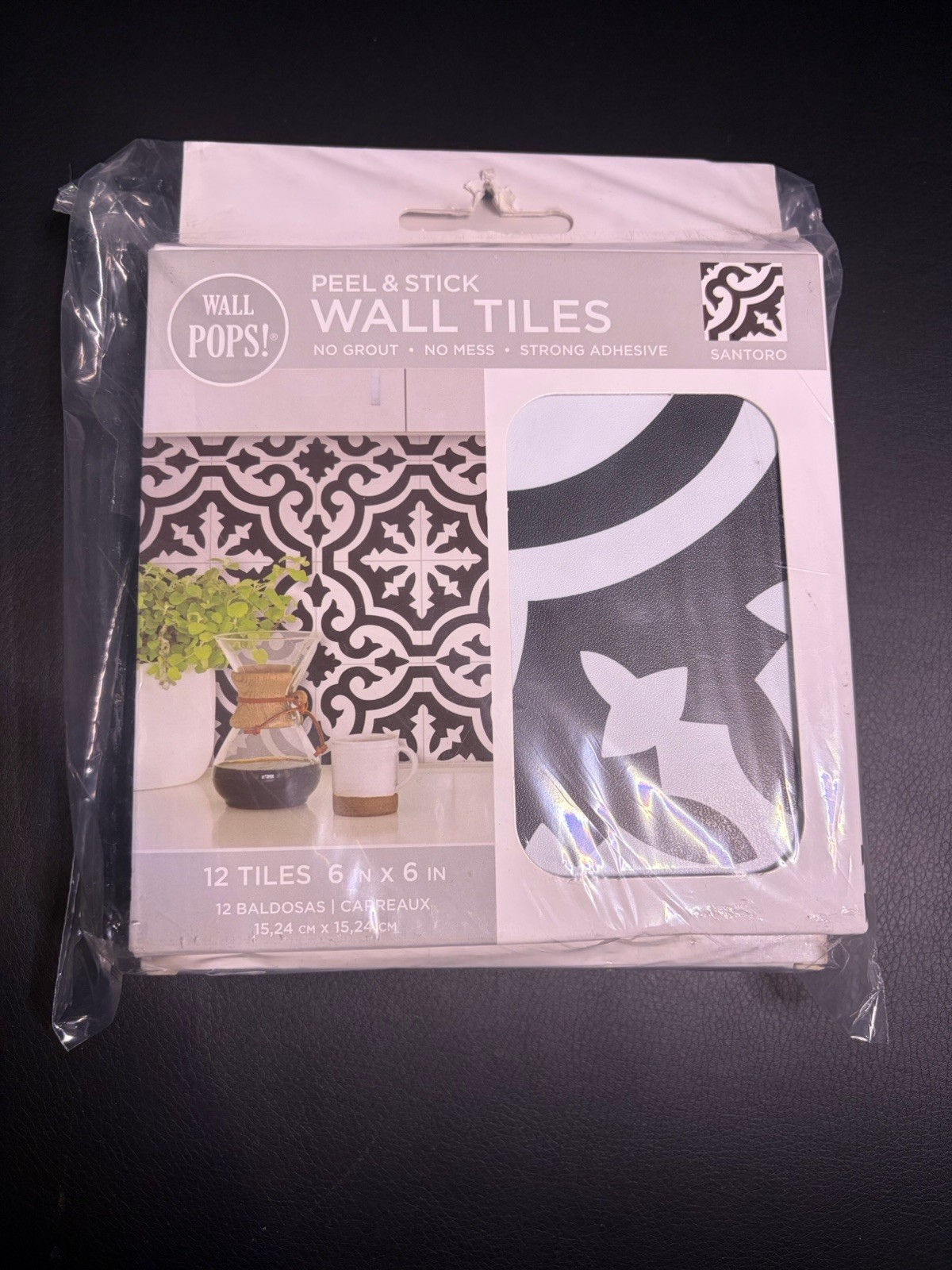 WallPops Santoro Peel & Stick Vinyl Wall Tiles 6×6 Moroccan Matte, 3 pack 12ct