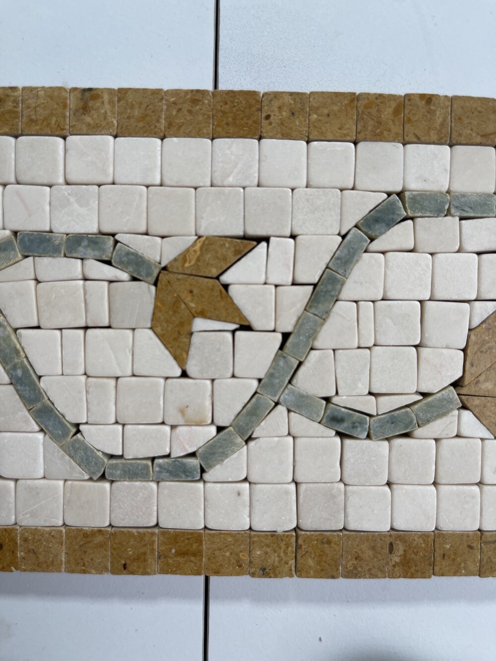 B4665T Marble Mosaic Border Listello Accent Tile Edera Antique 4×11 Tumbled