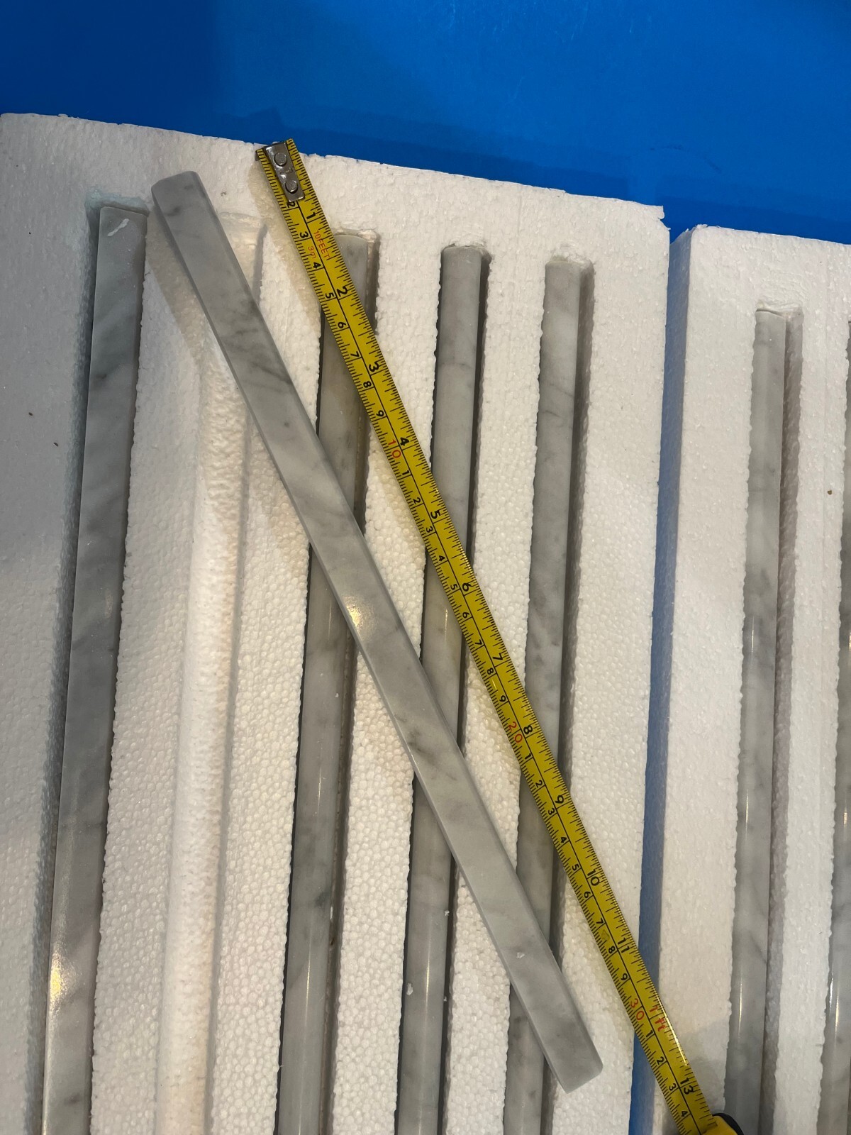 9-PC Carrara White Italian (Bianco Carrara) Marble 3/4X12 Bullnose Molding