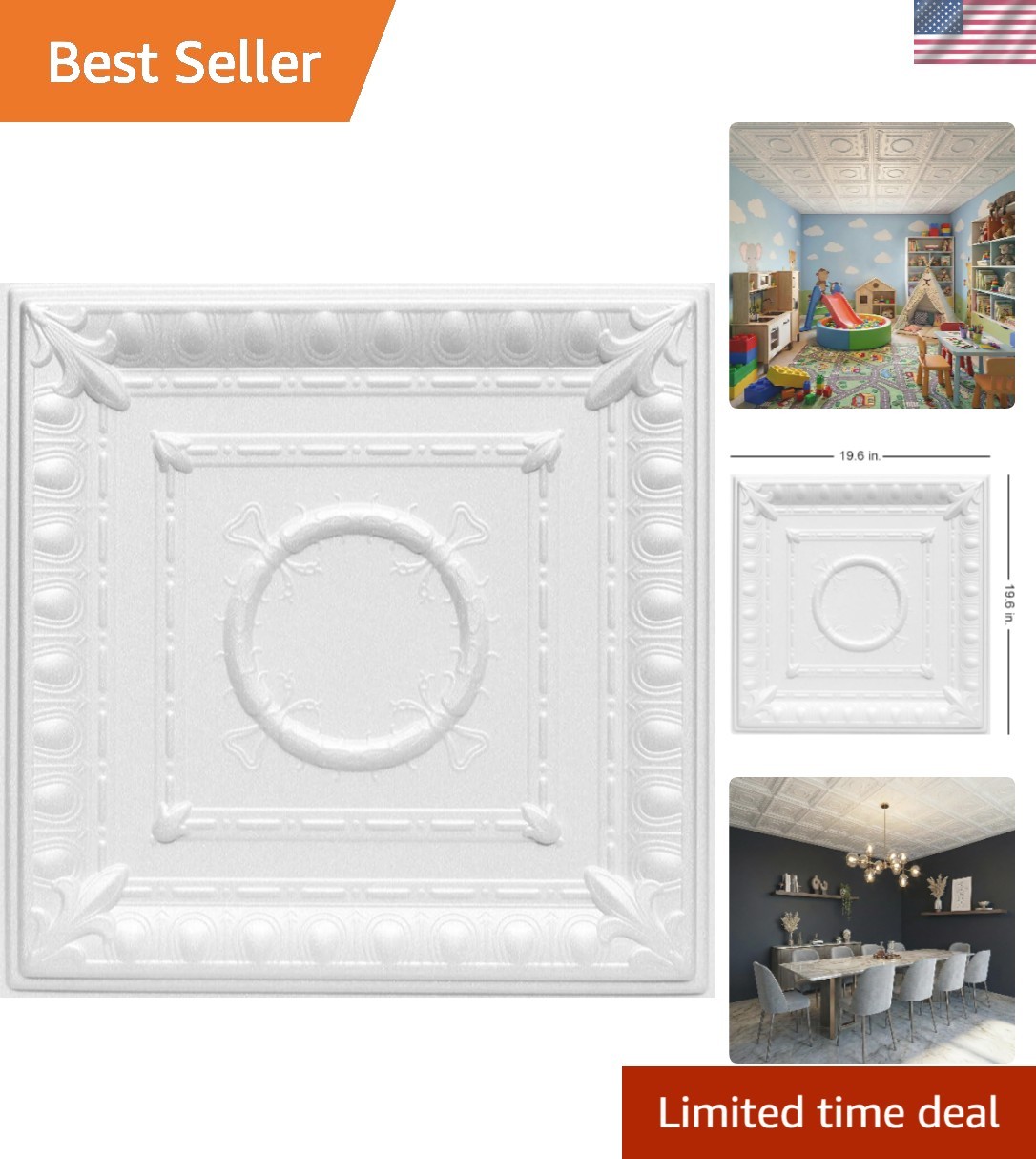 Easy to Install R47 Romanesque Wreath Foam Tiles – 21.6 sq. ft. for Beauty