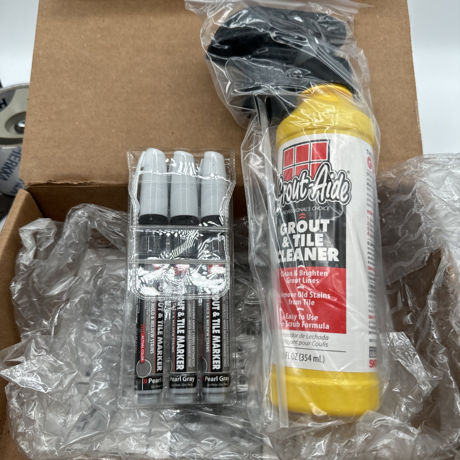 Grout Aide Clean & Refresh Grout Renewal Kit With 3 Markers Pearl Grey New
