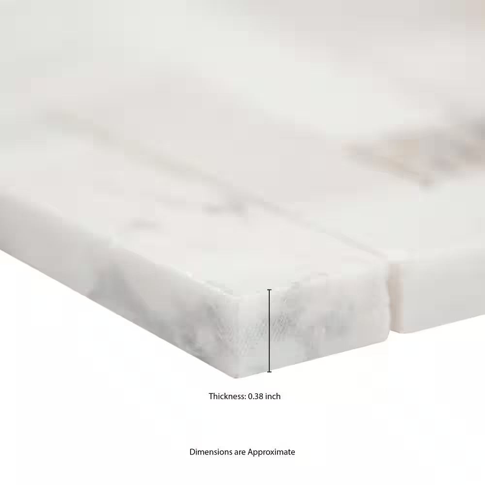 Angora Herringbone 12 In. X 14 In. X 0.38 In. Polished Marble Mesh-Mounted Mosai