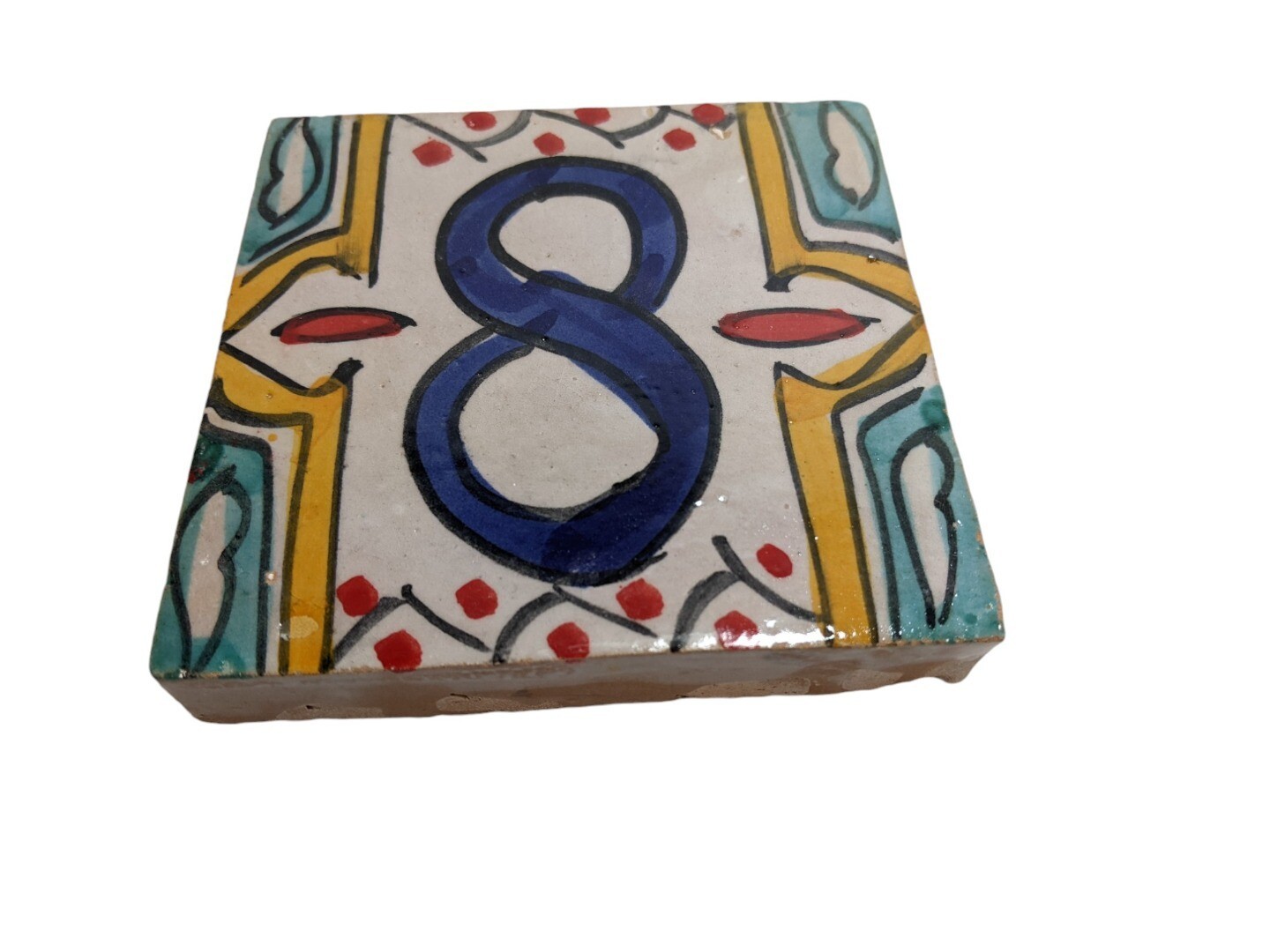 Moroccan Zellige House Number Tiles Number 8 Eight 10cm/4 Inches