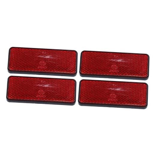 4 Pcs 87.5x34mm Plastic Universal Rectangular Reflective Warning Reflector Red