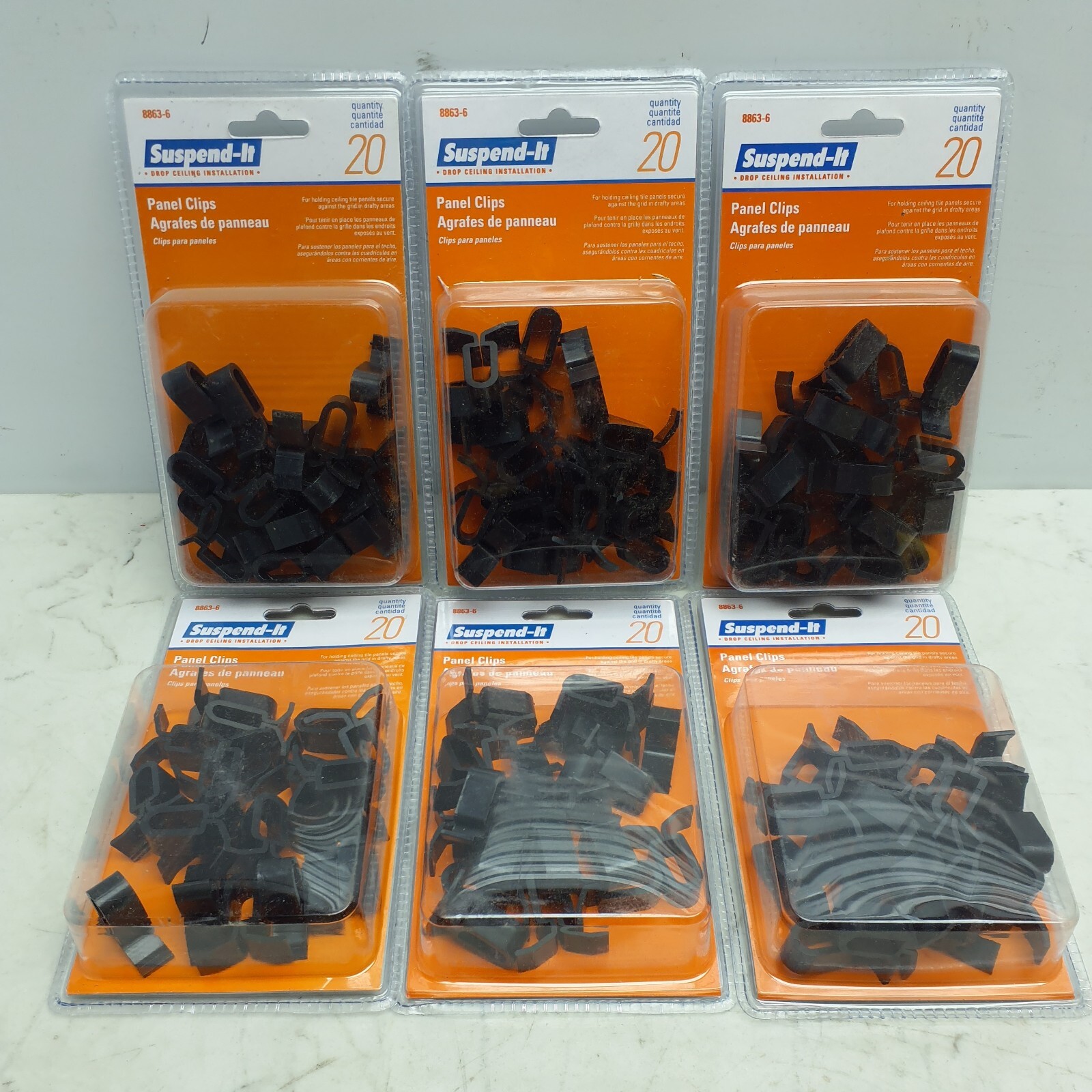 120 Pack Suspend-It 8863-6 Ceiling Tile Clips Plastic 1″ 6-20 Packs