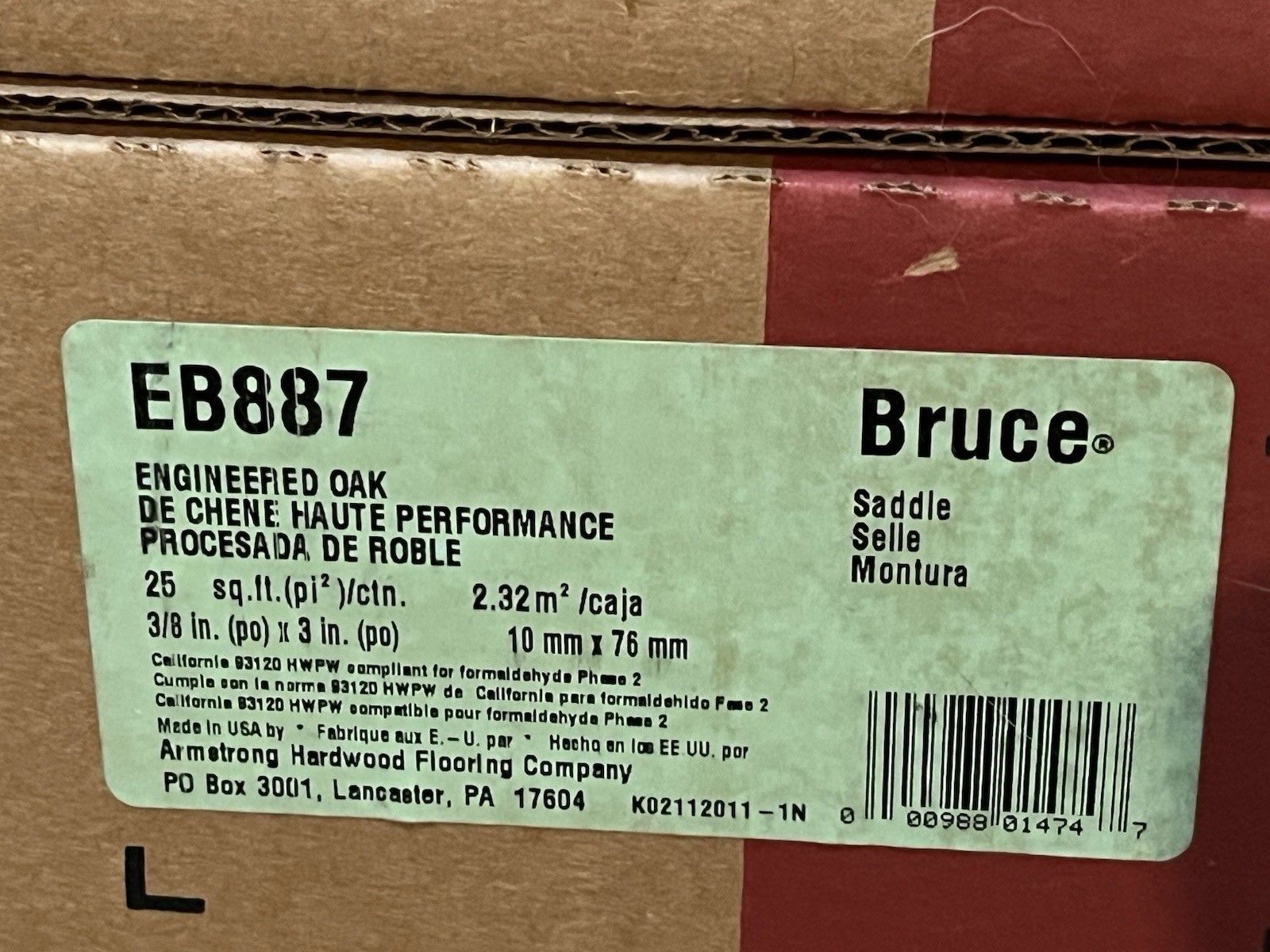 Bruce Oak Flooring (25 Sq Ft/Case) 3/8”t x 3“w X 48” long Hardwood USA