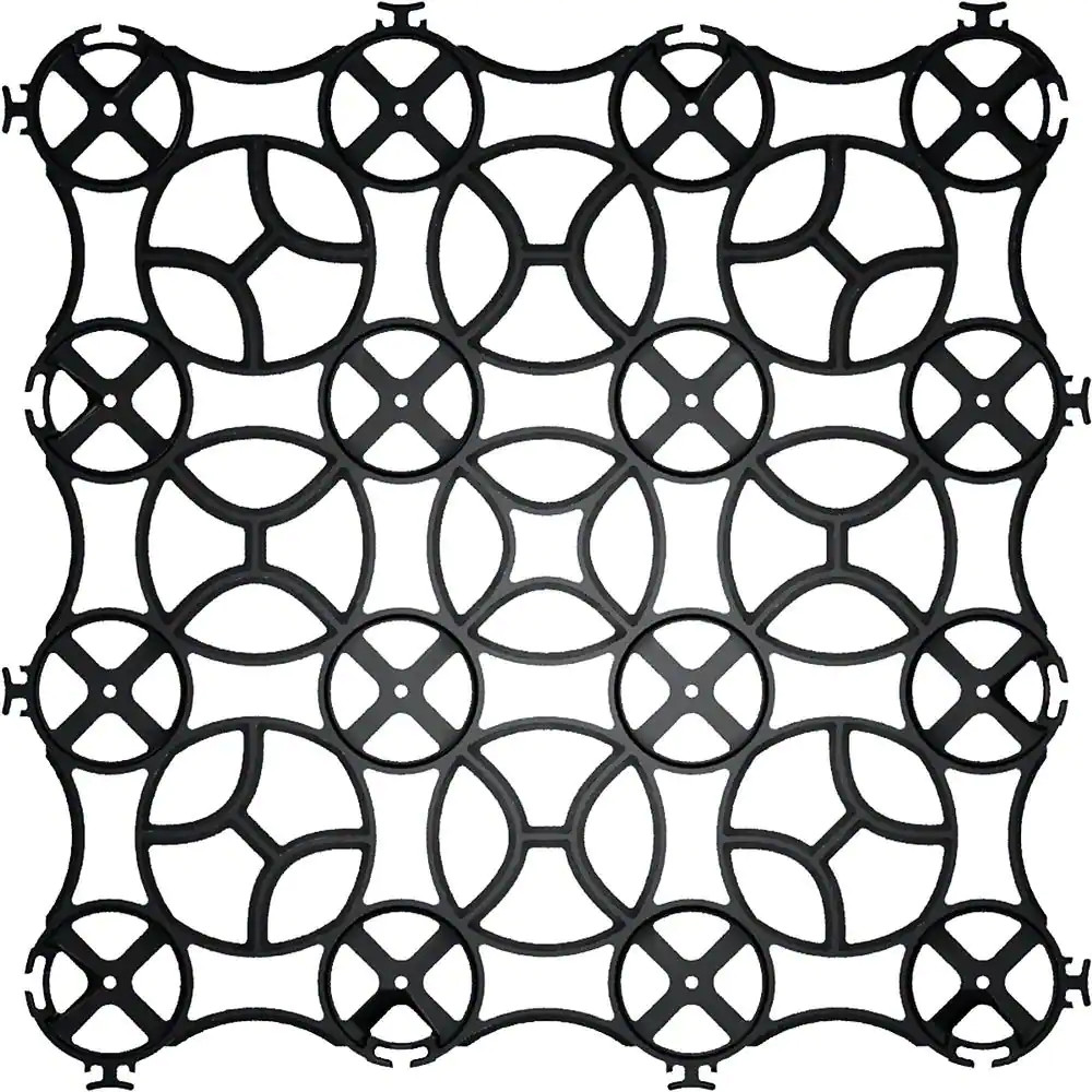 22 In. X 22 In. X 1 In. Black Slim Grid Plastic Pavers (12-Pavers/40.5 Sq. Ft.)