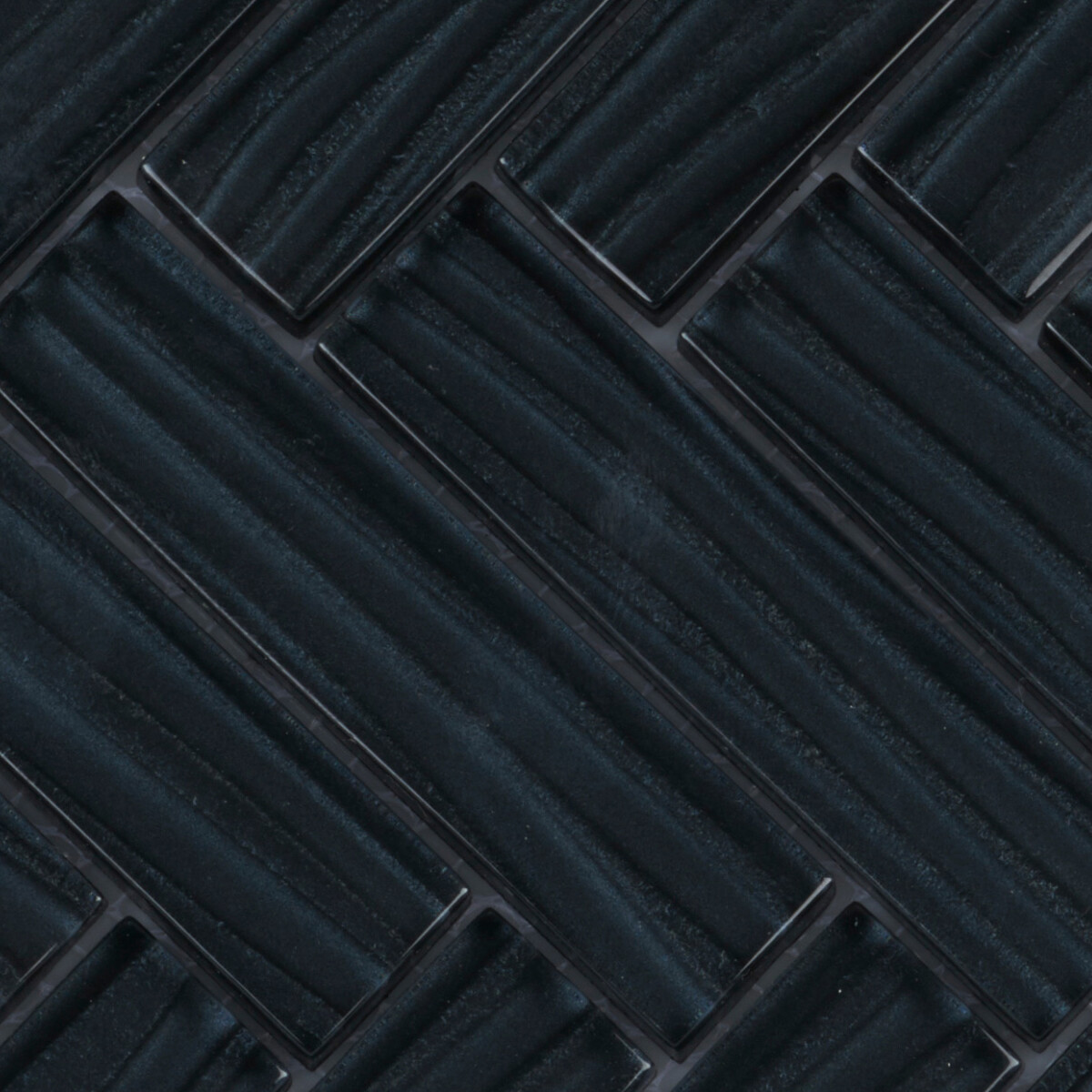 Black Metallic Wave Cold Spray Glass Mosaic Tile Herringbone Kitchen Backsplash