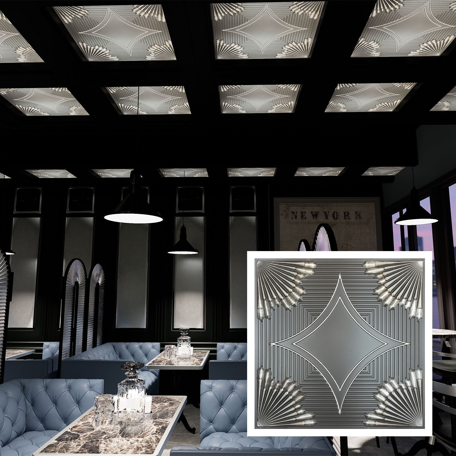 Embellished ceiling tiles Decorative pvc panels for Store Entrance PL81 10pcs