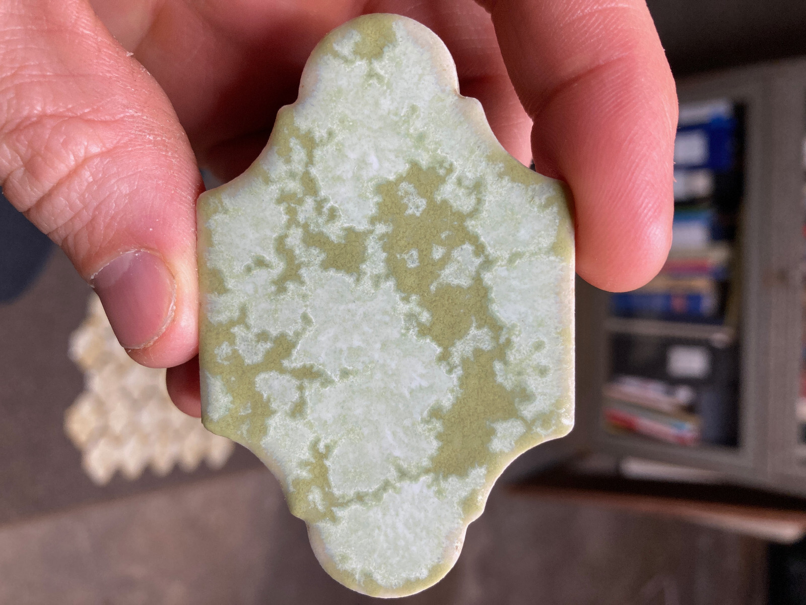 Vintage Retro Arabesque San Felipe Mottled Green Avacado Tile