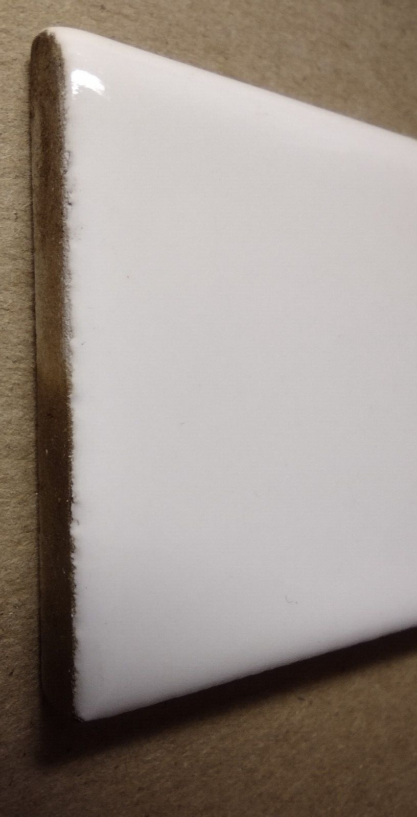 1 Tile MCT USA 6-1/8″ Gloss Off White Cream Bullnose Ceramic Wall Vintage