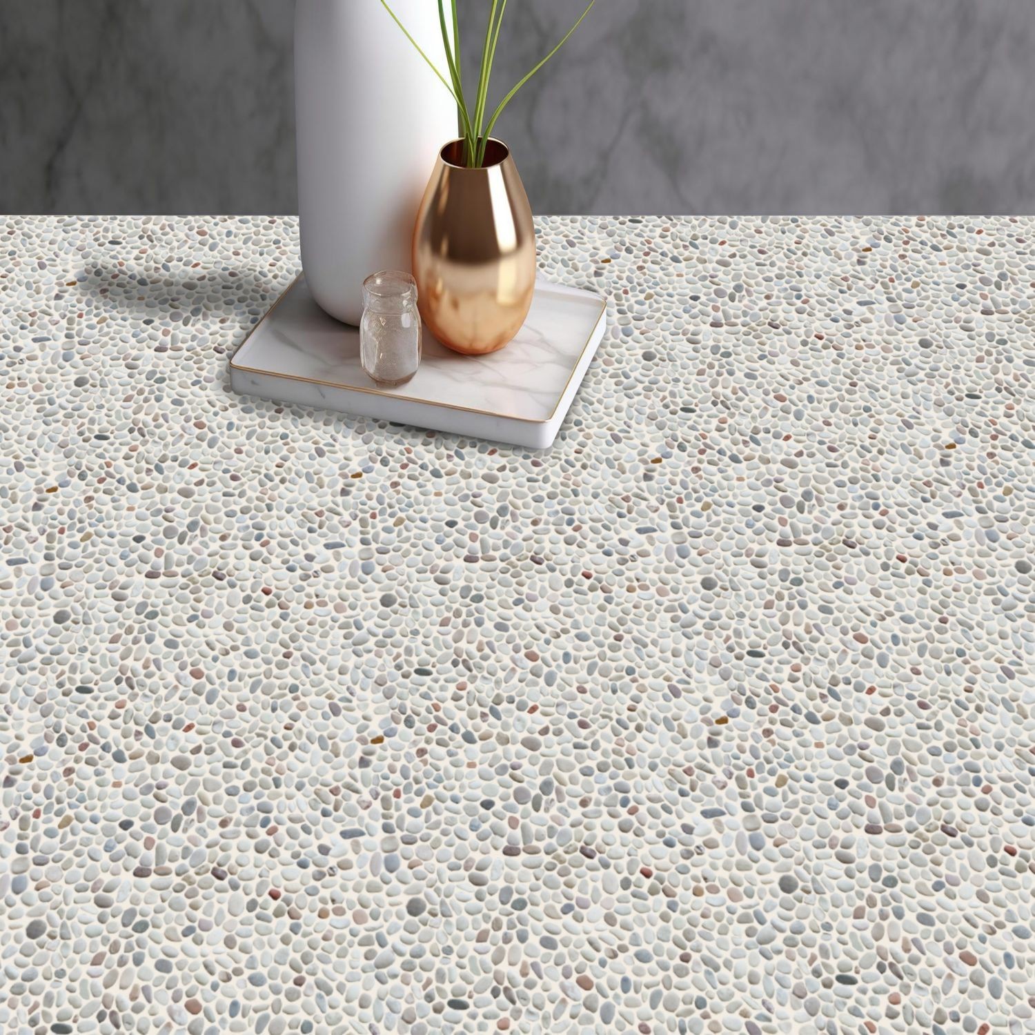 Mini Colour Pebble Natural Stone Mosaic Wall & Floor Tile ($9.8/SqFt)