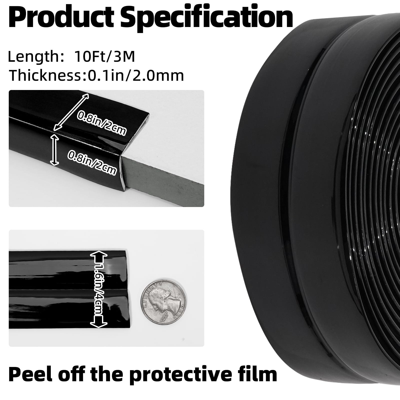 10Ft Peel and Stick Molding Trim, Flexible 1.57in Self-Adhesive Wall Trim, In.