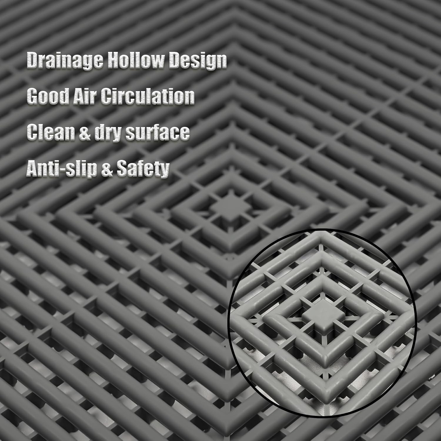 16″x16″ Interlocking Garage Floor Tiles – Easy Install with Drainage & Traction
