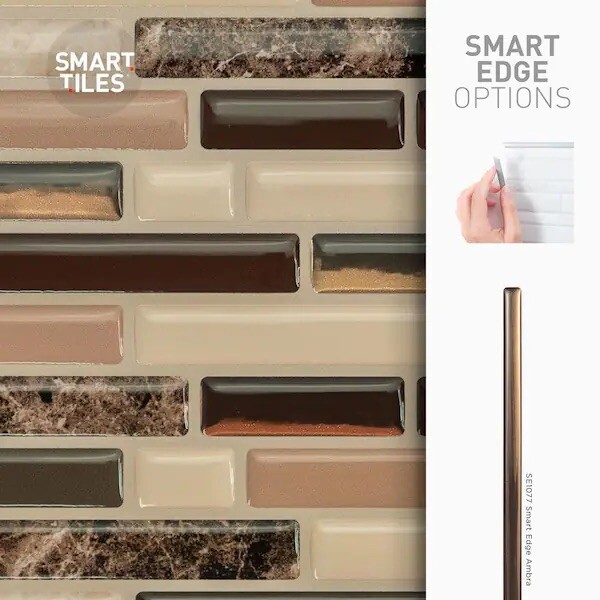 10.06 x 10 in. Bellagio Keystone Brown Self-adhesive Vinyl Peel and Stick Tile