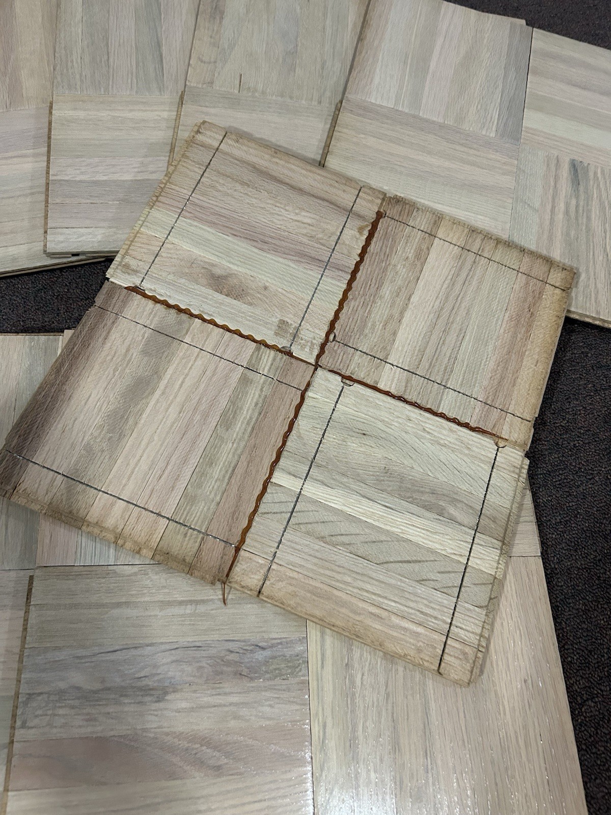 OAK PARQUET FLOOR: 100 SQ FT 12x12x5/16 Savannah Alabaster Tiles NEW!