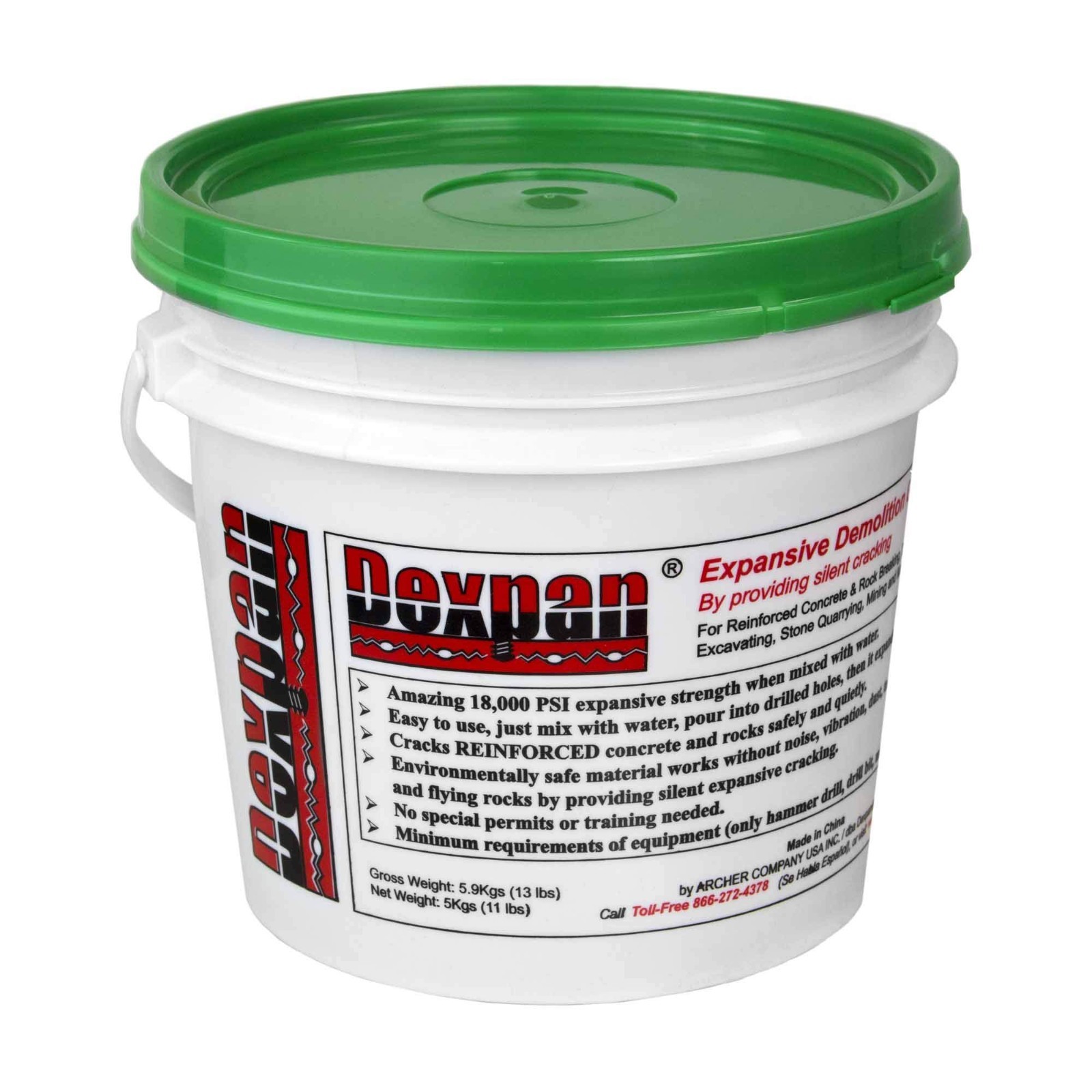 Heavy-Duty Demolition Grout 11 lb Bucket for Rock Breaking & Concrete Cutting