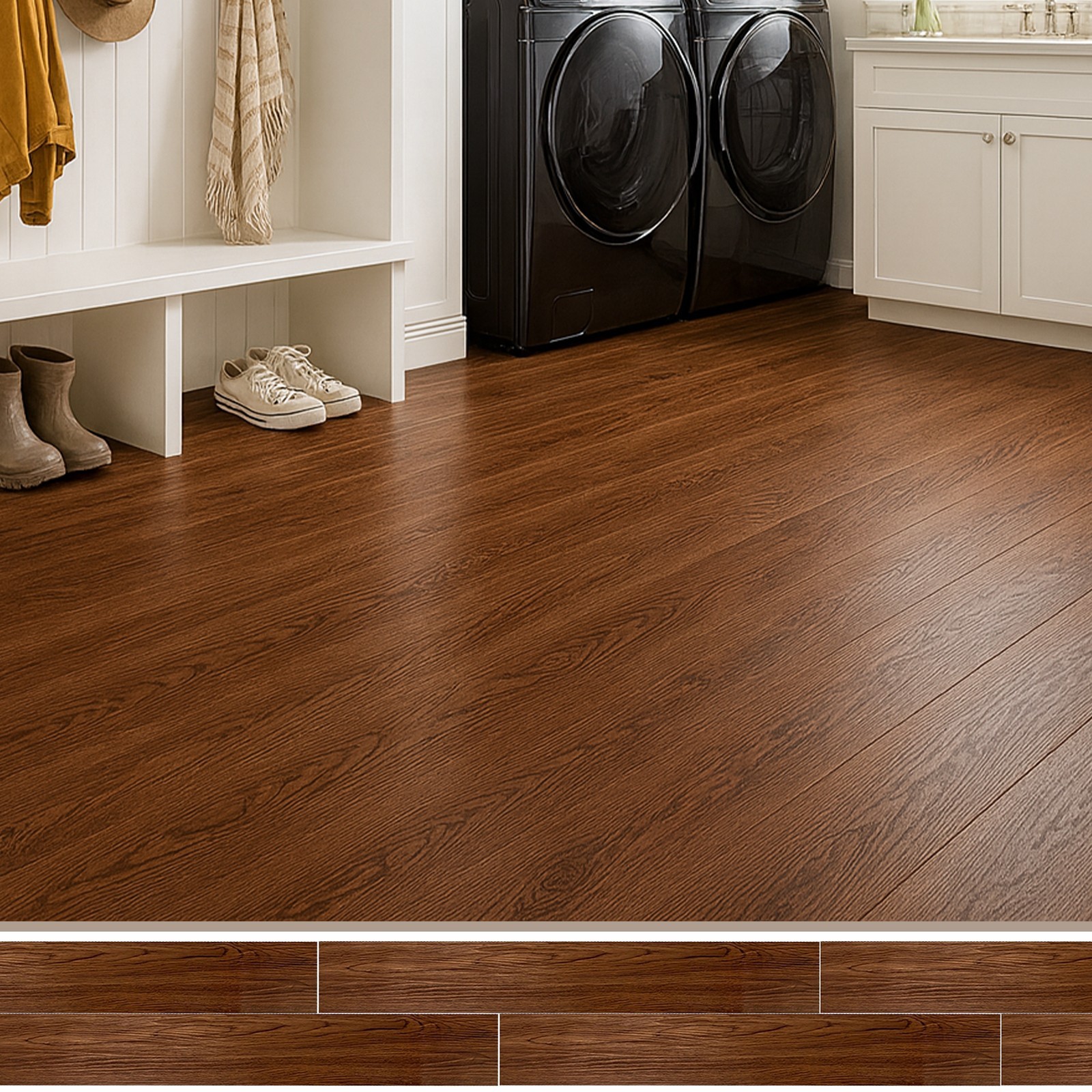 6”W x 36”L Peel & Stick, Vinyl Plank Flooring, Wood Grain, Self-adhesive 54pcs