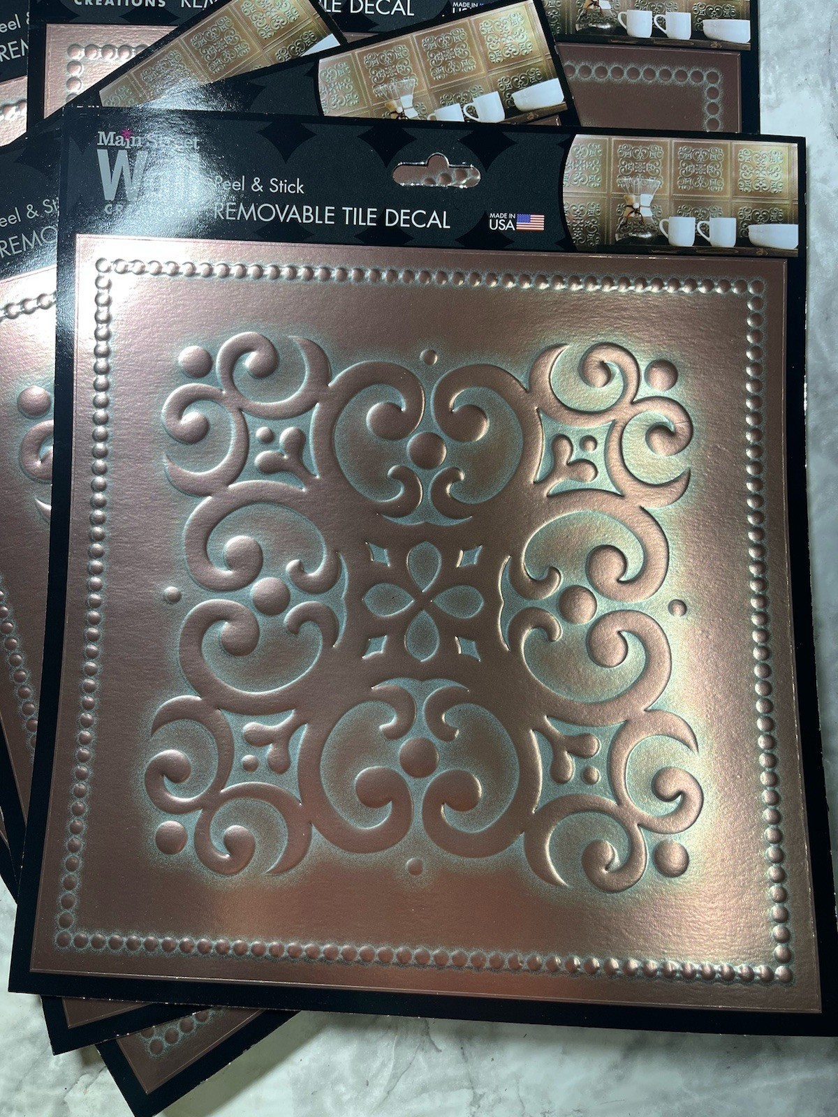 6x Patina Copper Tile Main Street Wall Creations Peel & Stick Removable Decal