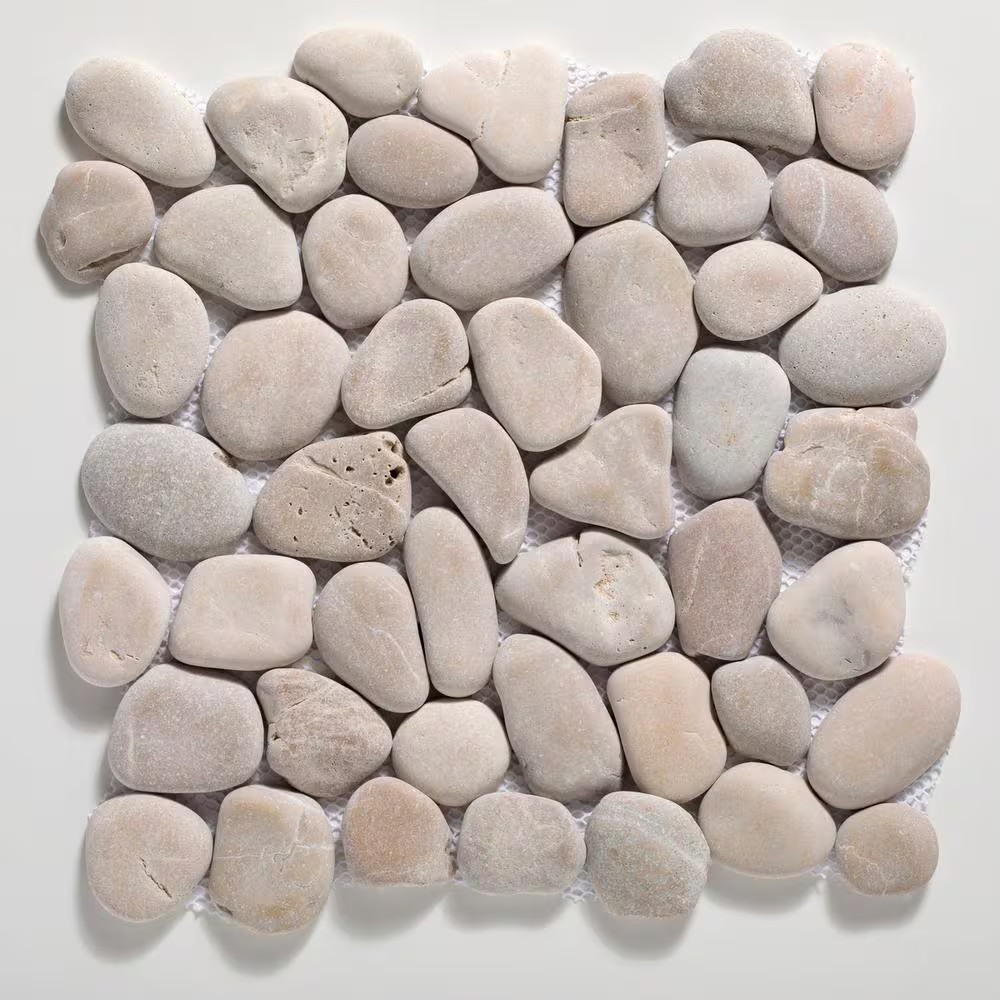 Classic Pebble Tile Tan 11-1/4 In. X 11-1/4 In. X 12.7Mm Mesh-Mounted Mosaic Til