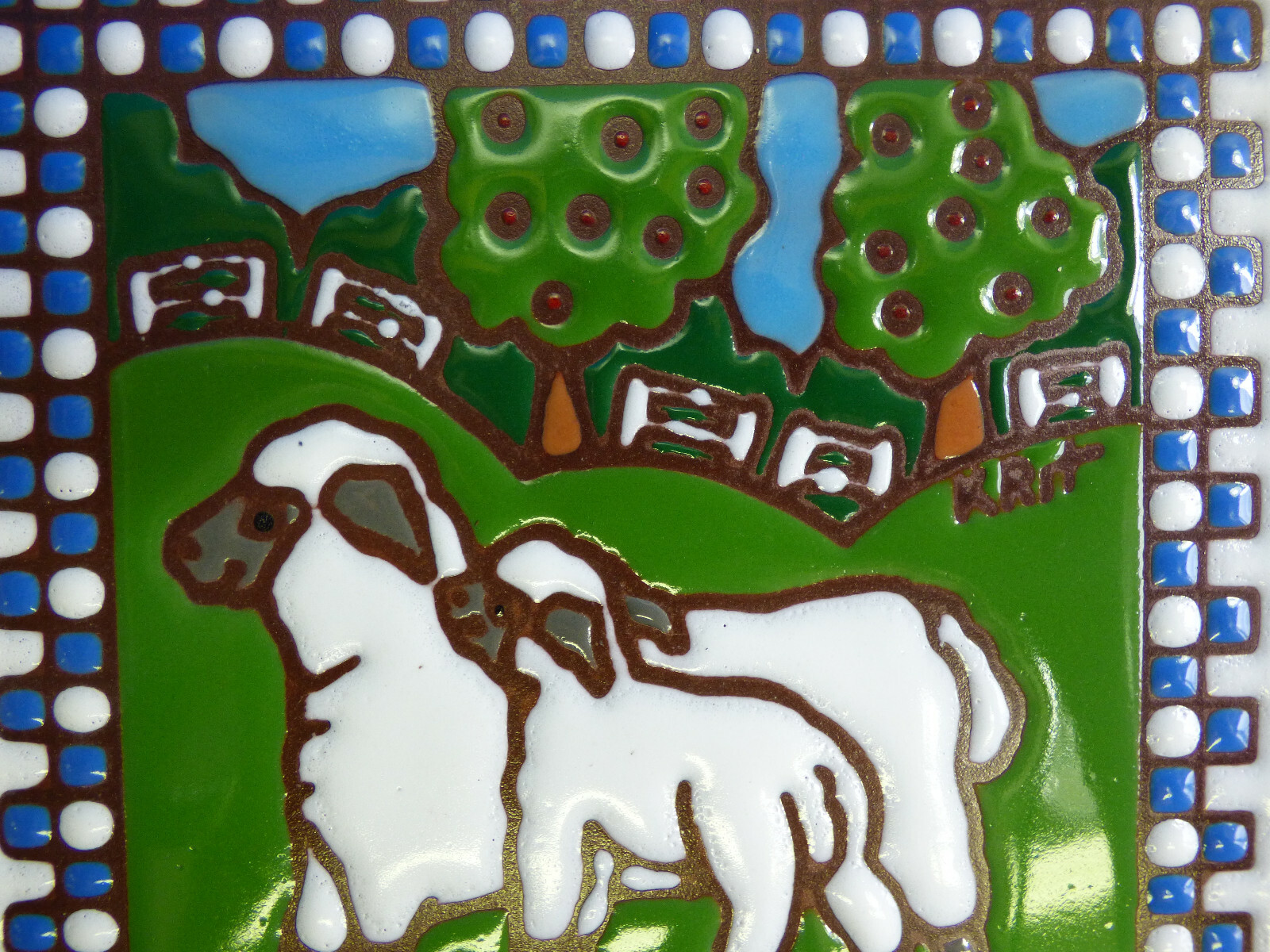 Ceramic Art Tile 6″x6″ Lamb Sheep Country Ranch Cute Kitchen Trivet Wall M35