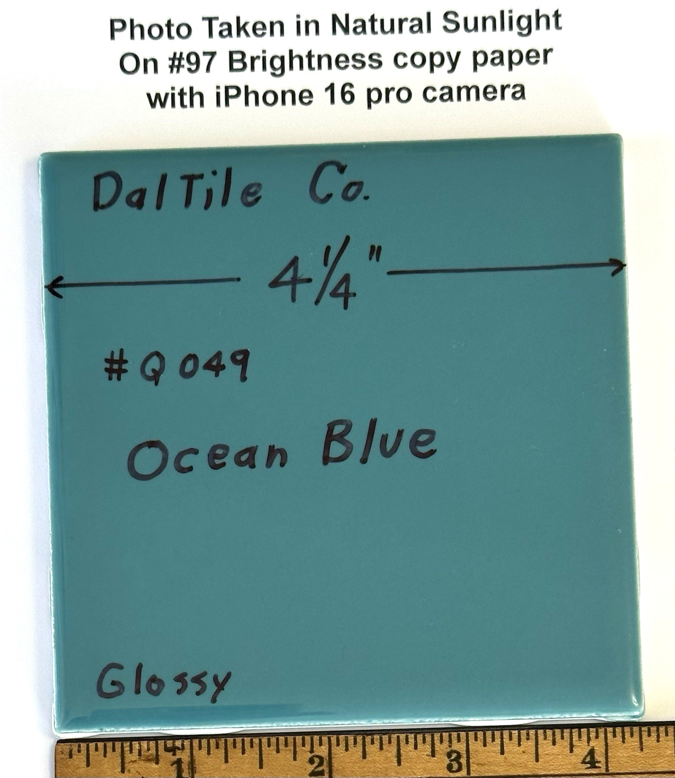 1 pc. Ocean Blue: Brilliant Gloss Ceramic Tile by Daltile…4-1/4″ Best Quality