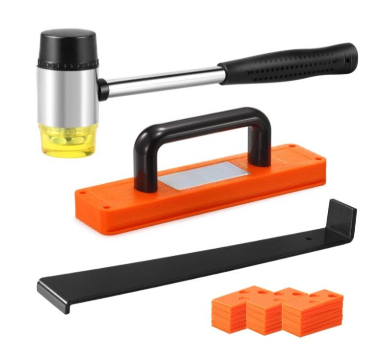 Kit instalación suelo laminado y vinilo: bloque con mango, barra de tiro y mazo