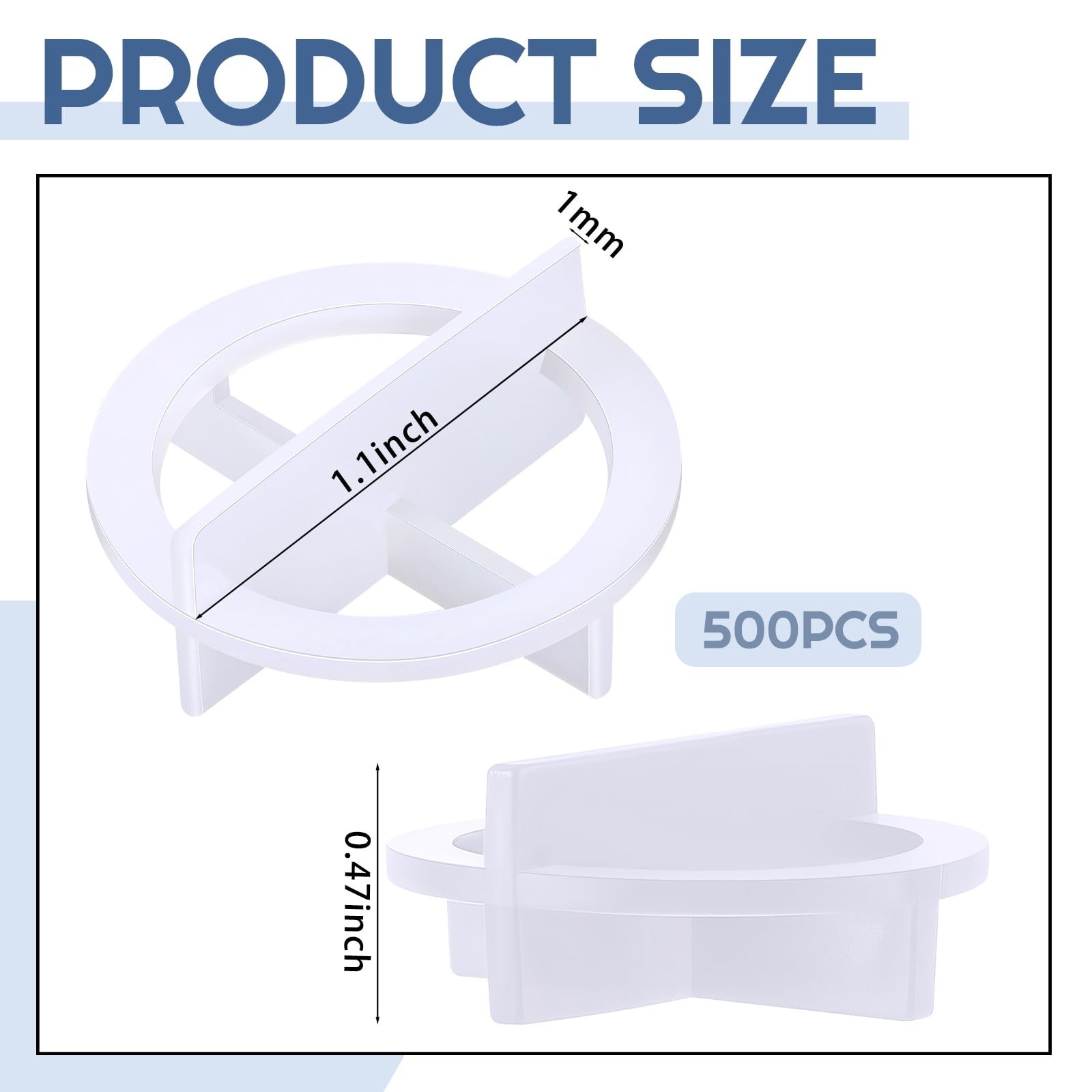 Nuanchu 500 Pcs 1/32″(1mm) Tile Spacers Removable Cross Ceramic Spacers Corne…