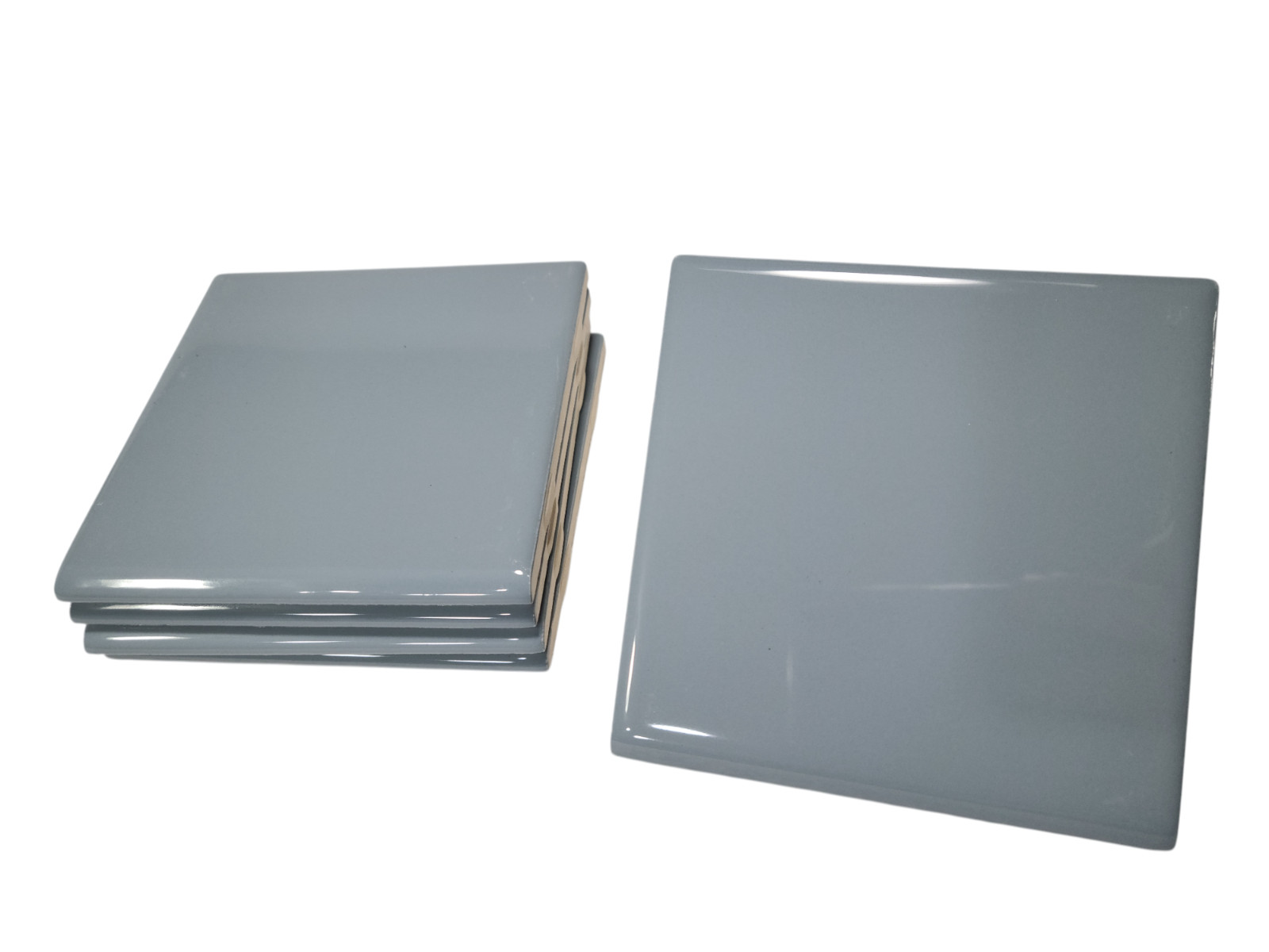 Blue Ceramic Tile 4.25 inch Bullnose Trim Edge Vintage Subway Square Color 0169