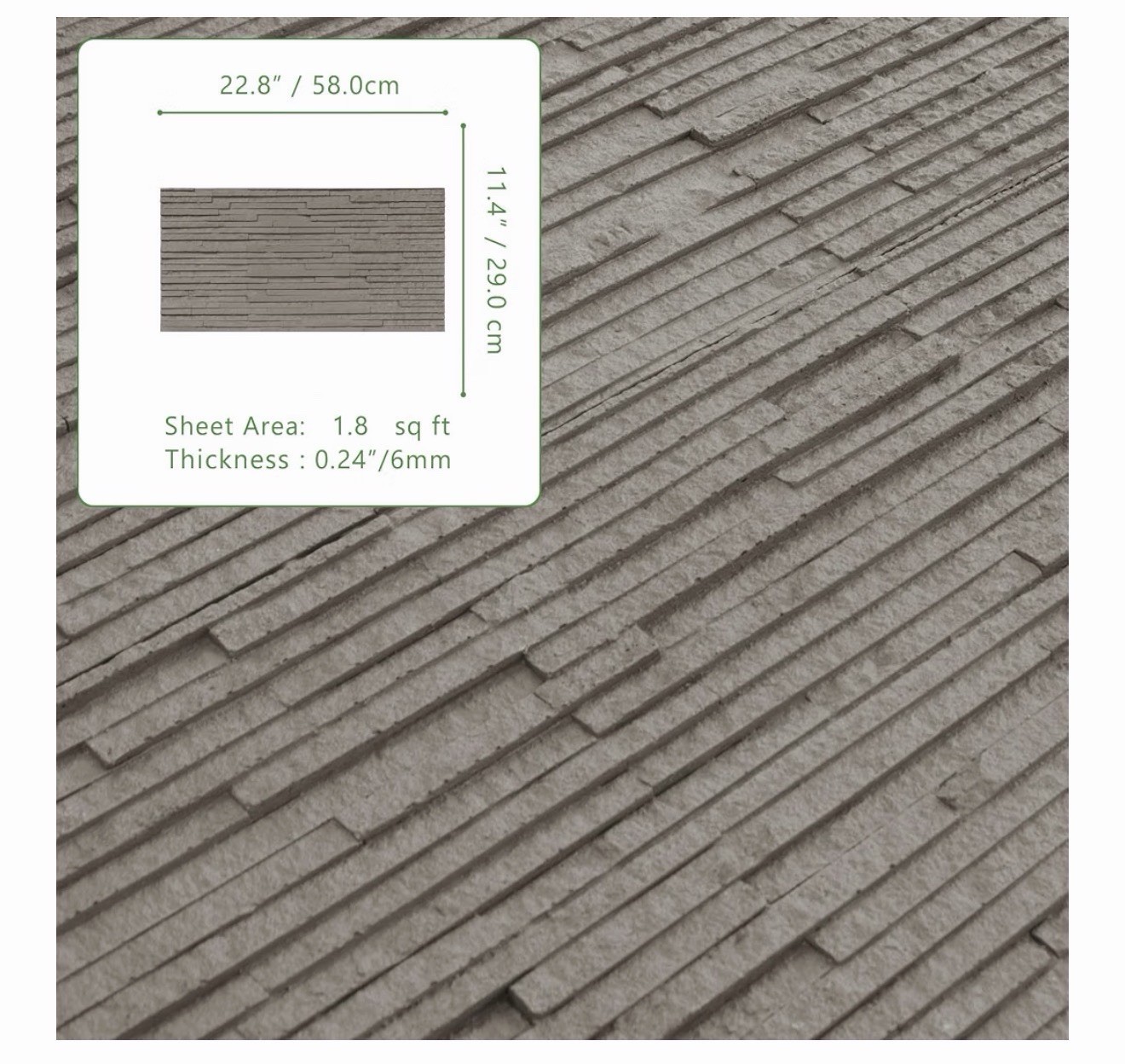 Quartizite 22.8” x 11.4” Matte Gray Natural Clay Flexible Stone Slate Wall Tiles