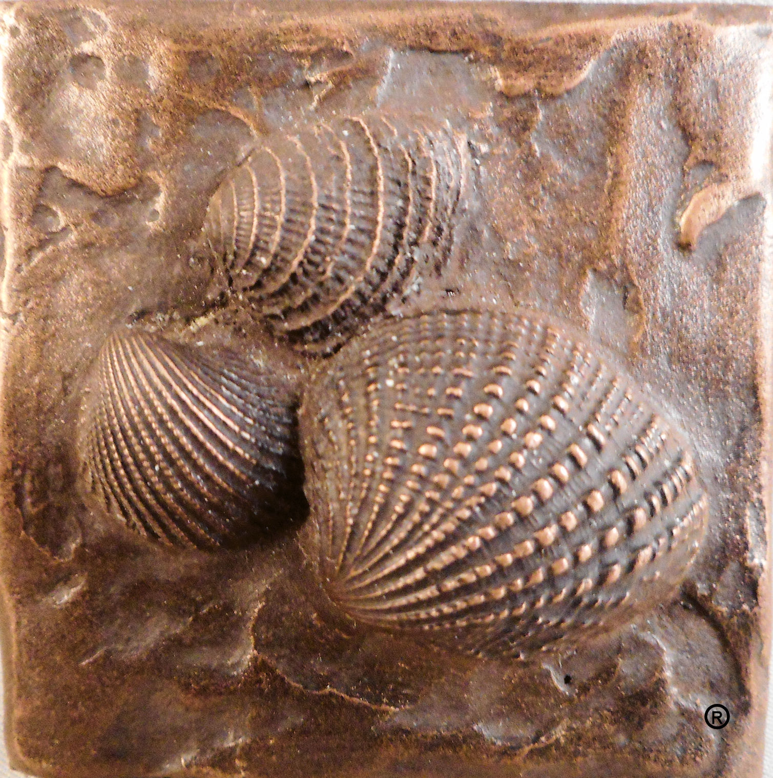 Bronze Sea Shells #2 Decorative Dot Tile by Metal Tile Arts Manufacturing