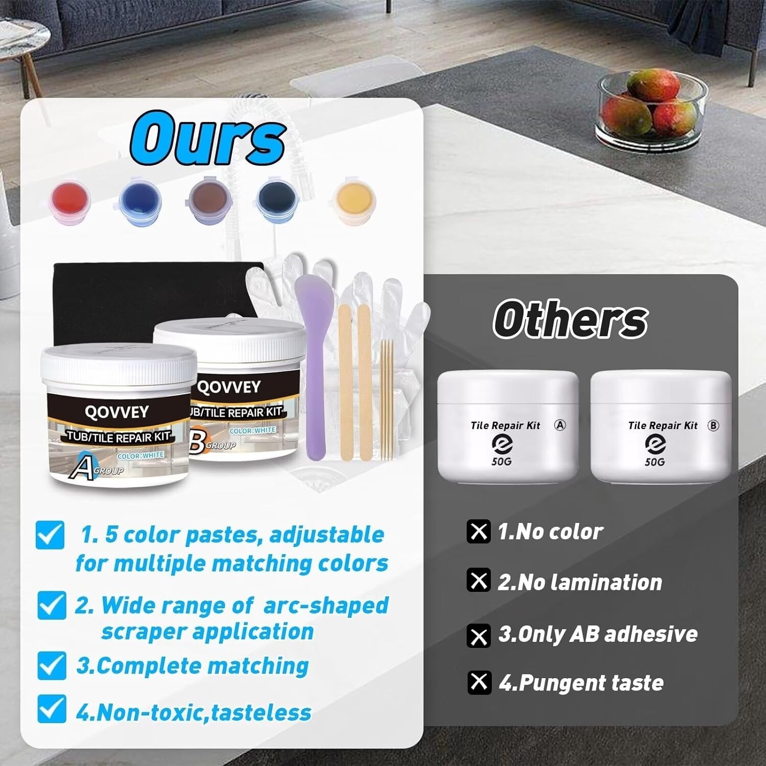 Tile Repair Kit & Granite Quartz Countertop Chip Repair Kit Color Match Marble