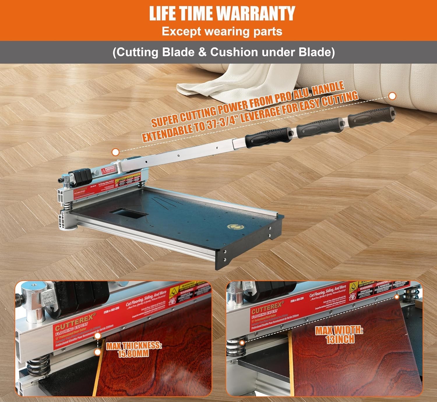 Cutterex 13 Inch Heavy Duty Vinyl Floor Cutter Multi Layer Flooring