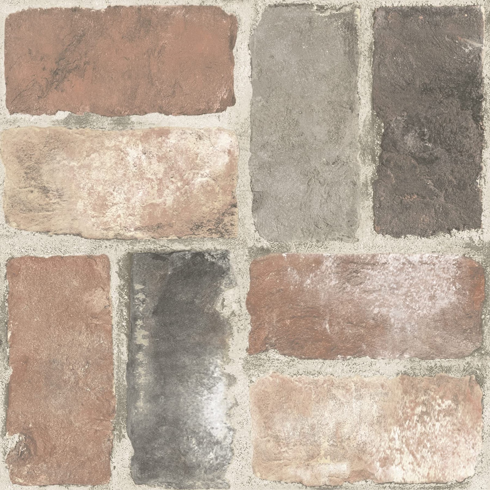 FloorPops Harvard Brick Red Peel & Stick Floor Tiles 12″L x 12″W x 0.06″T,