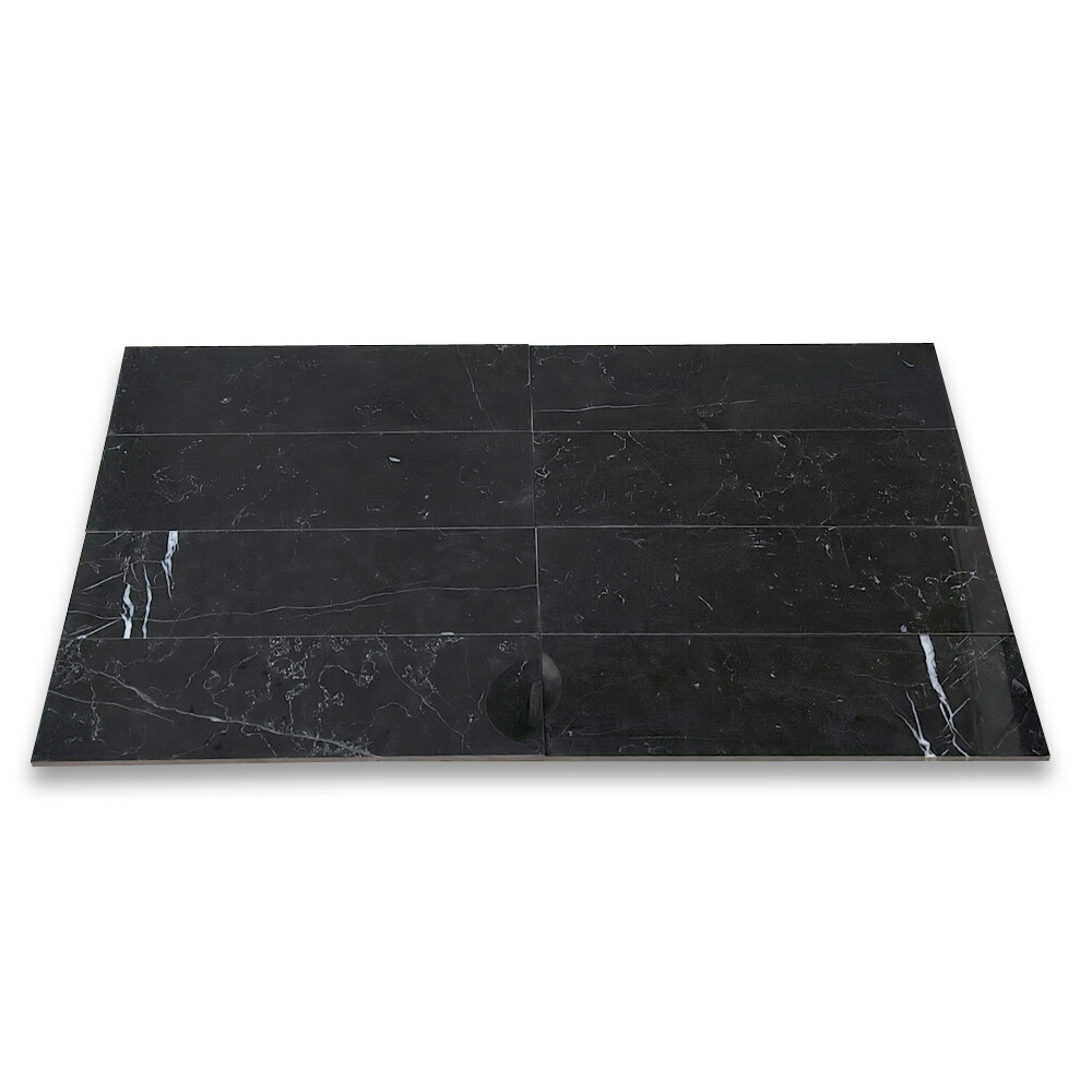 N43AP Nero Marquina Black Marble 6×18 Wall and Floor Tile Polished, 99 sq.ft.