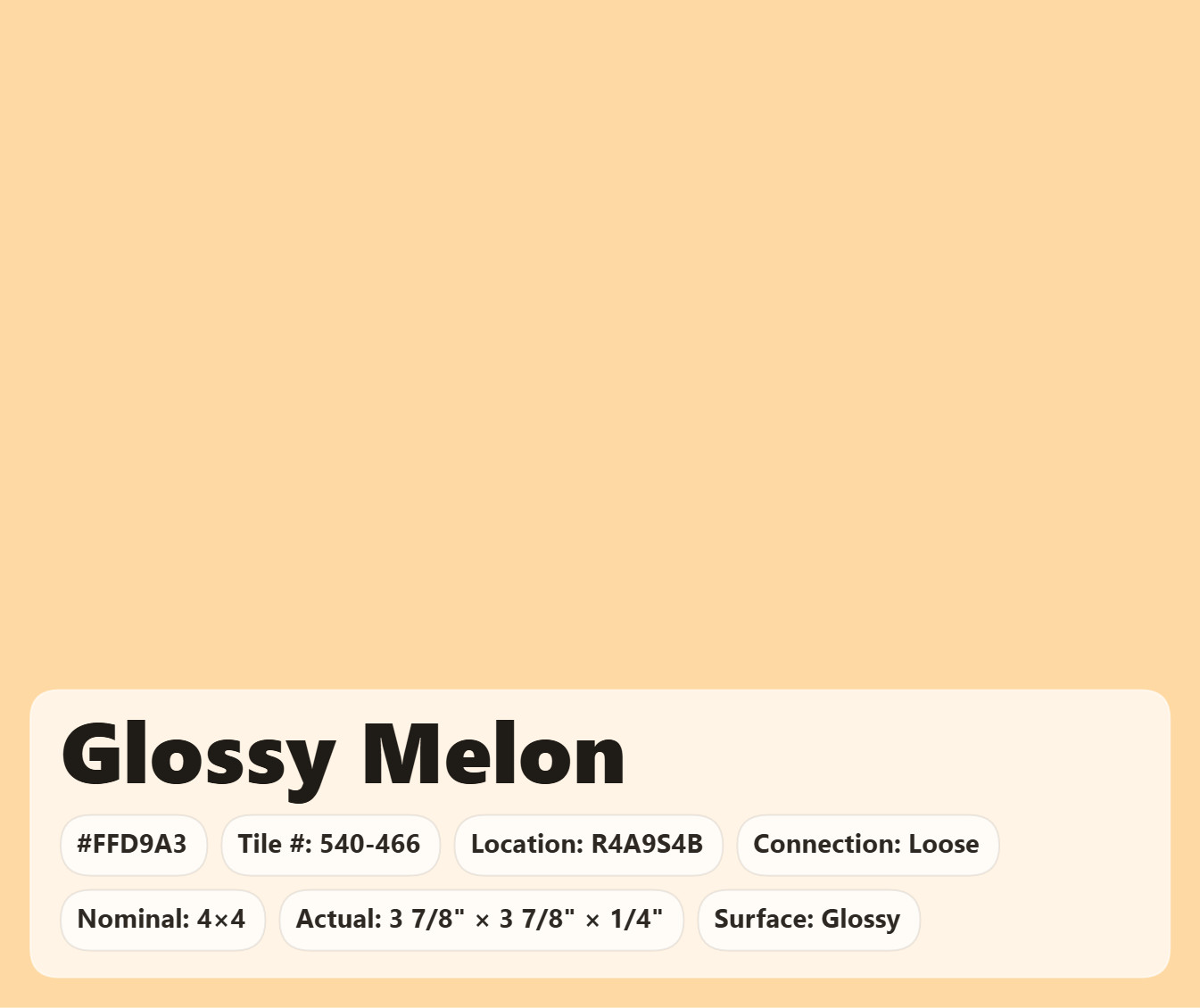 4×4 Tile Glossy Melon Orange Square Loose Wall Remodel Ceramic C#540-466 Sample