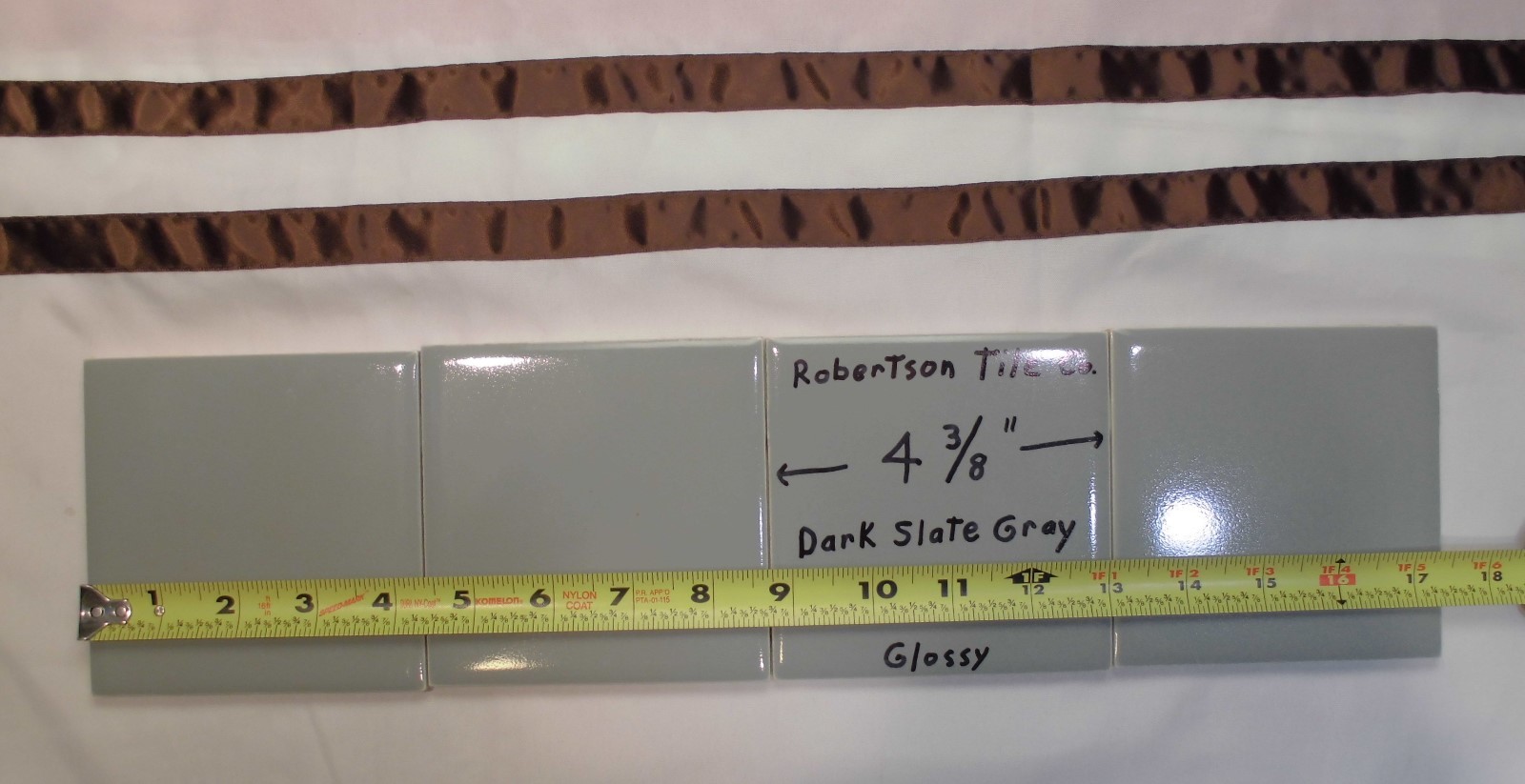 1 pc. Dark Slate Gray: 4-5/16″- 4-3/8″Glossy Ceramic Wall Tile by Robertson Co.