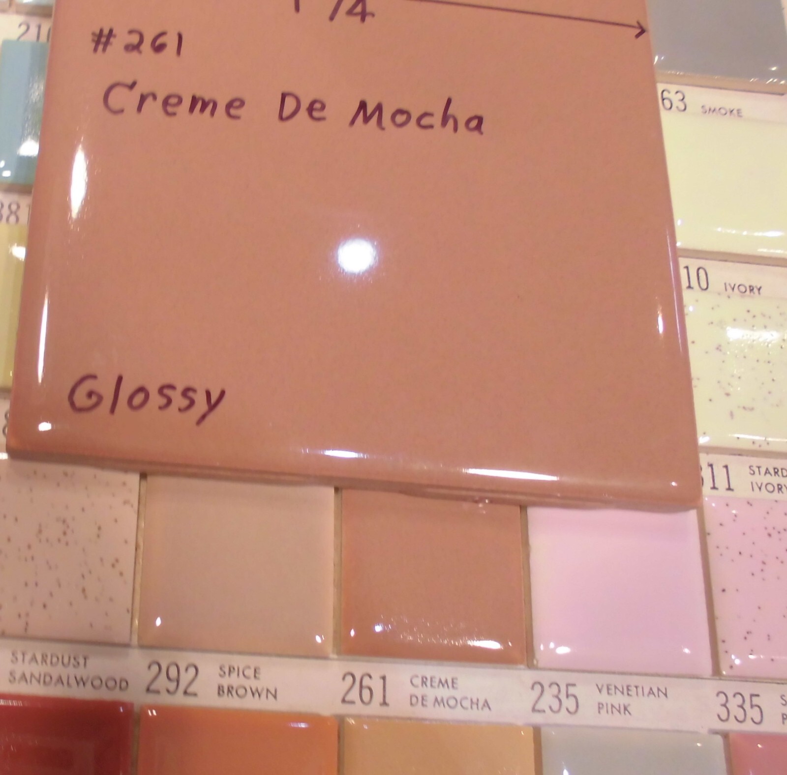 1 pc. Creme De Mocha: 4-1/4″ Glossy Ceramic Tile by Stylon Co. New Old Stock