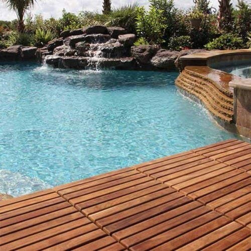 10 PCS Teak Wood Floor Tile Set Oiled Finish In Out Door Deck Bath Room Shower