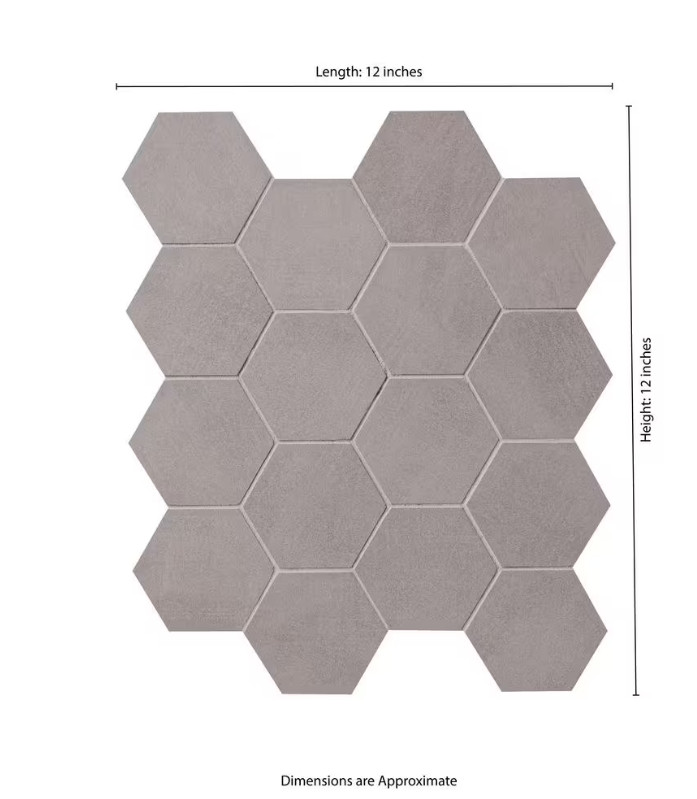 MSI Cementino 11 in. x 13 in. Matte Porcelain Hexagon Mosaic Floor & Wall Tile
