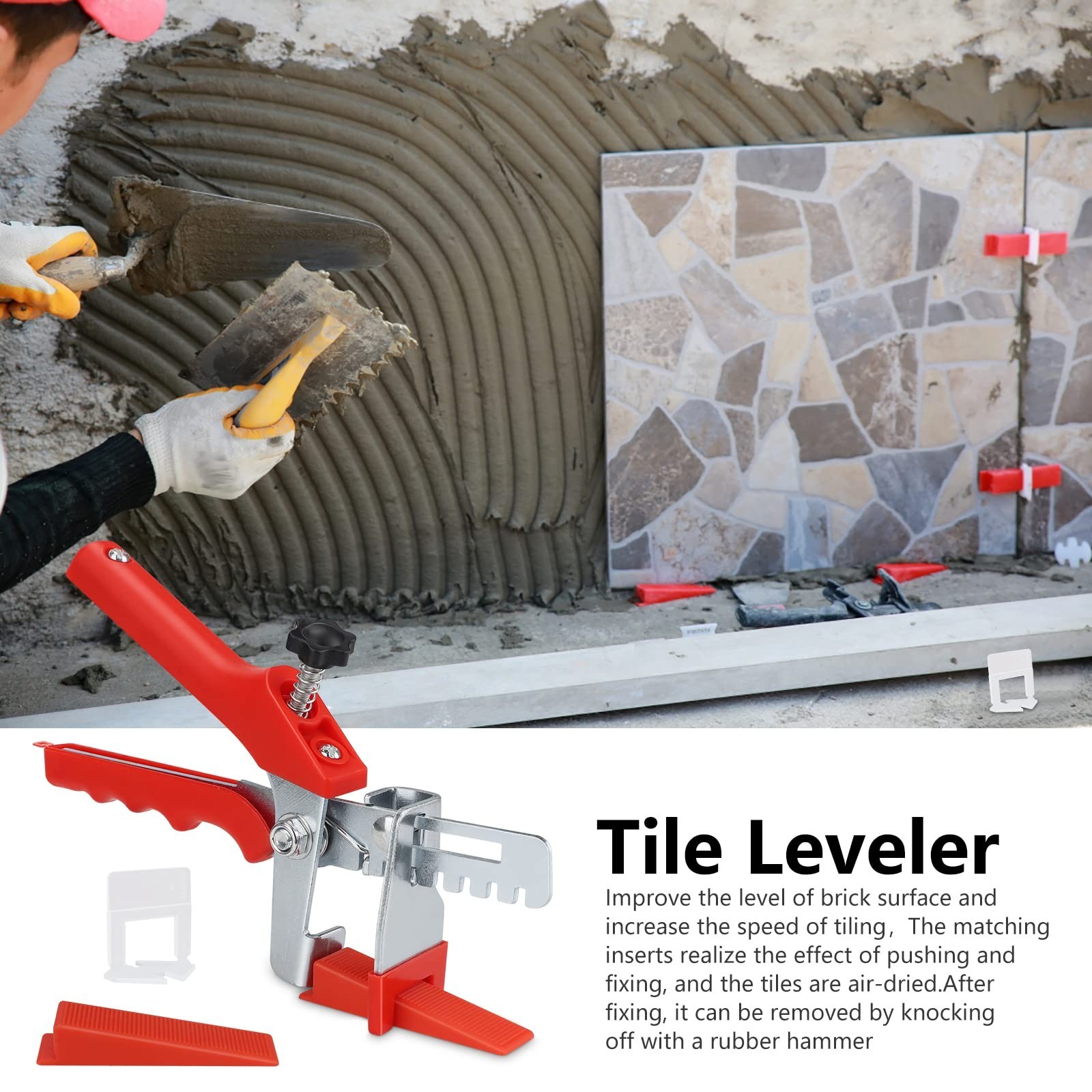 Tile leveling set: 1 pair of pliers, 100 pieces of 2mm spacers, 30 floor…