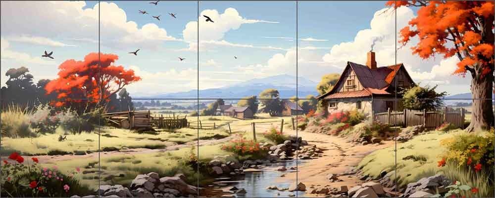 Farm Tile Backsplash WDW Art Country Life Ceramic Mural WDW102