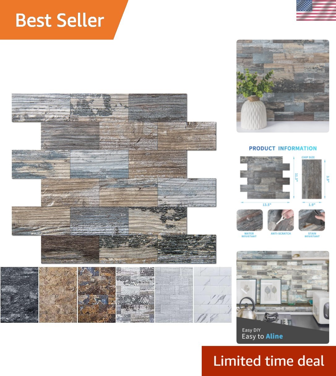 10-Sheet Peel and Stick Backsplash PVC Wall Tile, Stickon Tile for Kitchen Ba…