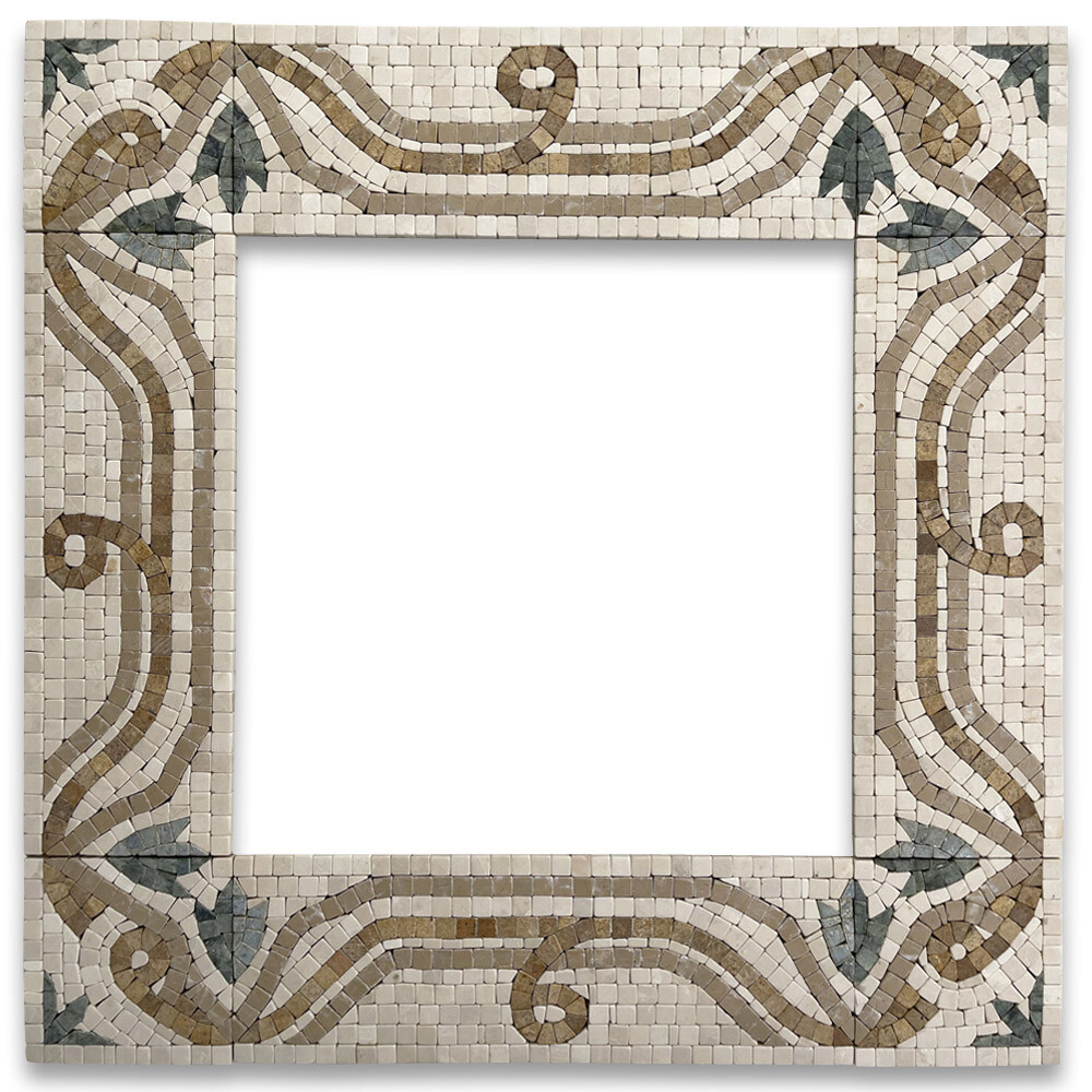 B4685T Marble Mosaic Border Listello Accent Tile Leaf Verde 4×12 Tumbled